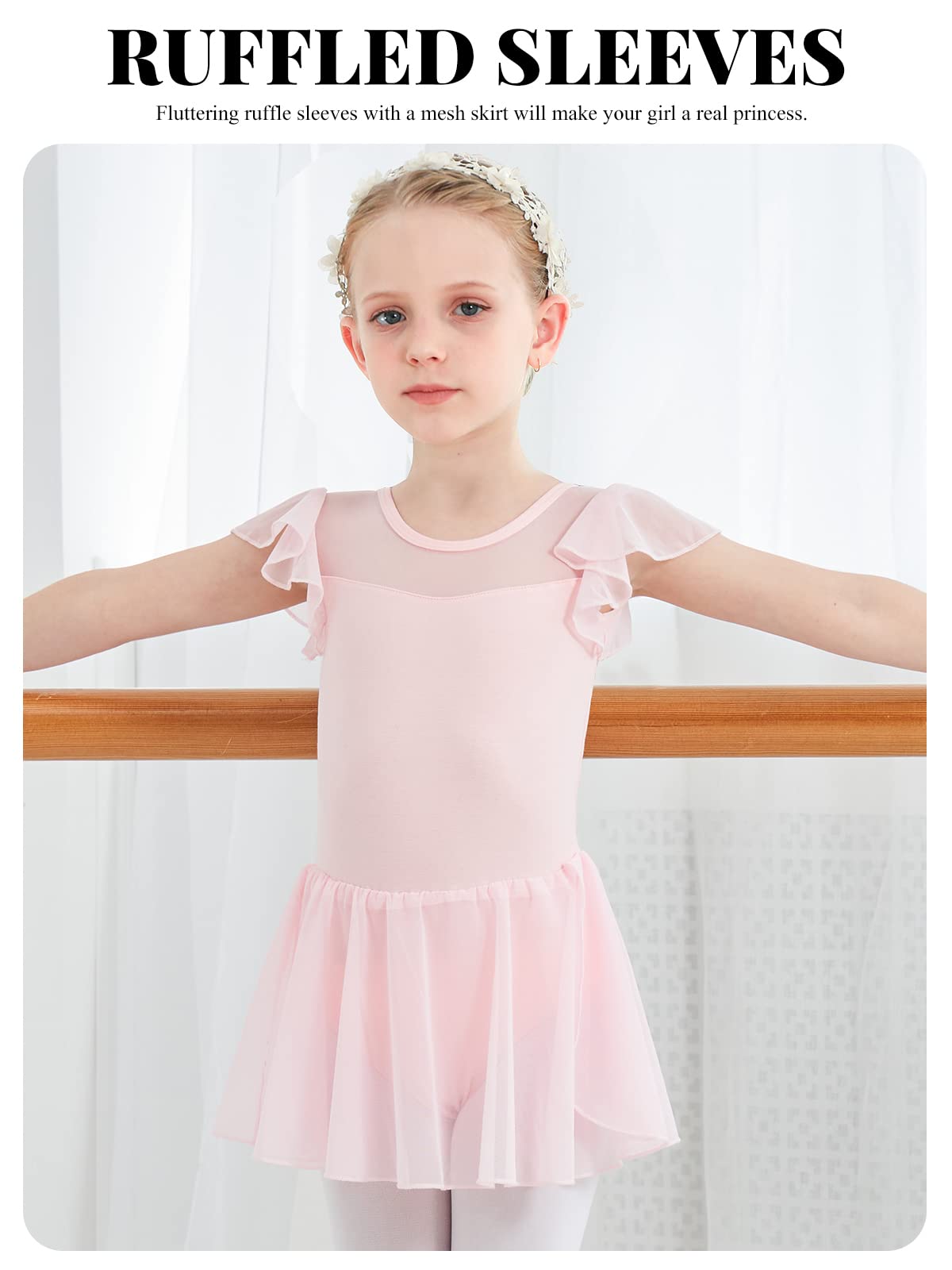 Girls Ballet Leotard with Skirt & Flutter Sleeves - Toddler Dance Outfit for Ages 2-9 | Perfect for Ballet Class, Recitals & Dance Performances