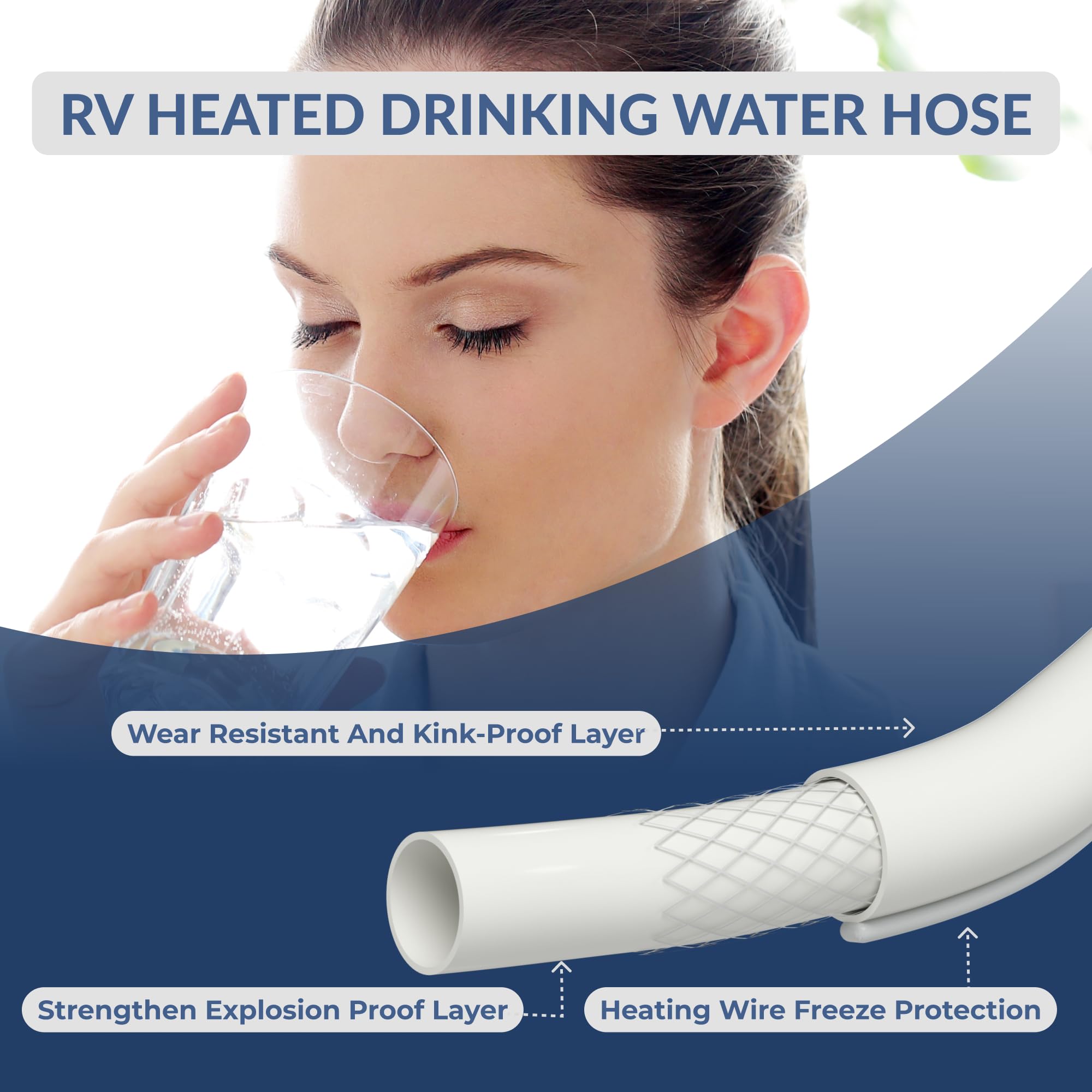 Giraffe Tools 25FT Heated RV Drinking Water Hose -40℉, BPA Free for Camping & Cleaning