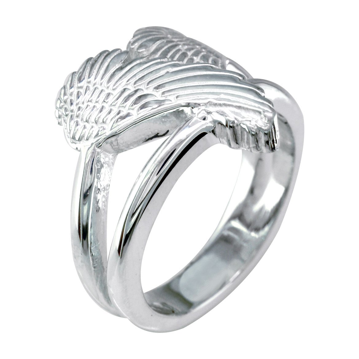 Medium Angel Heart Wings Ring - Sterling Silver 17mm Love Wings Jewelry for Valentine's Day, Anniversary & Romantic Gifts