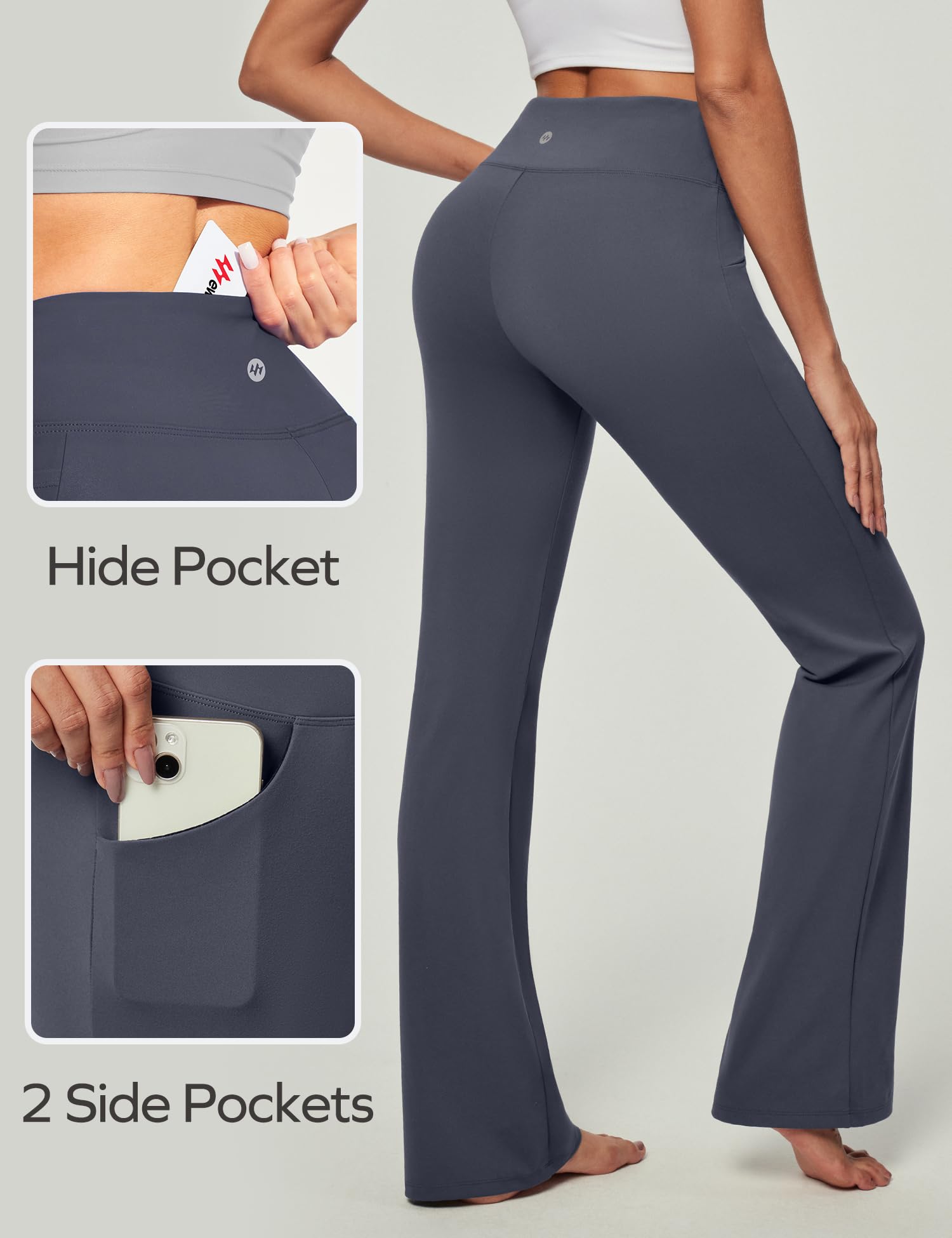 Ewedoos Women's High Waisted Bootcut Yoga Pants with Pockets - Stretchy Wide Leg Workout Pants for Yoga, Gym & Lounge Wear