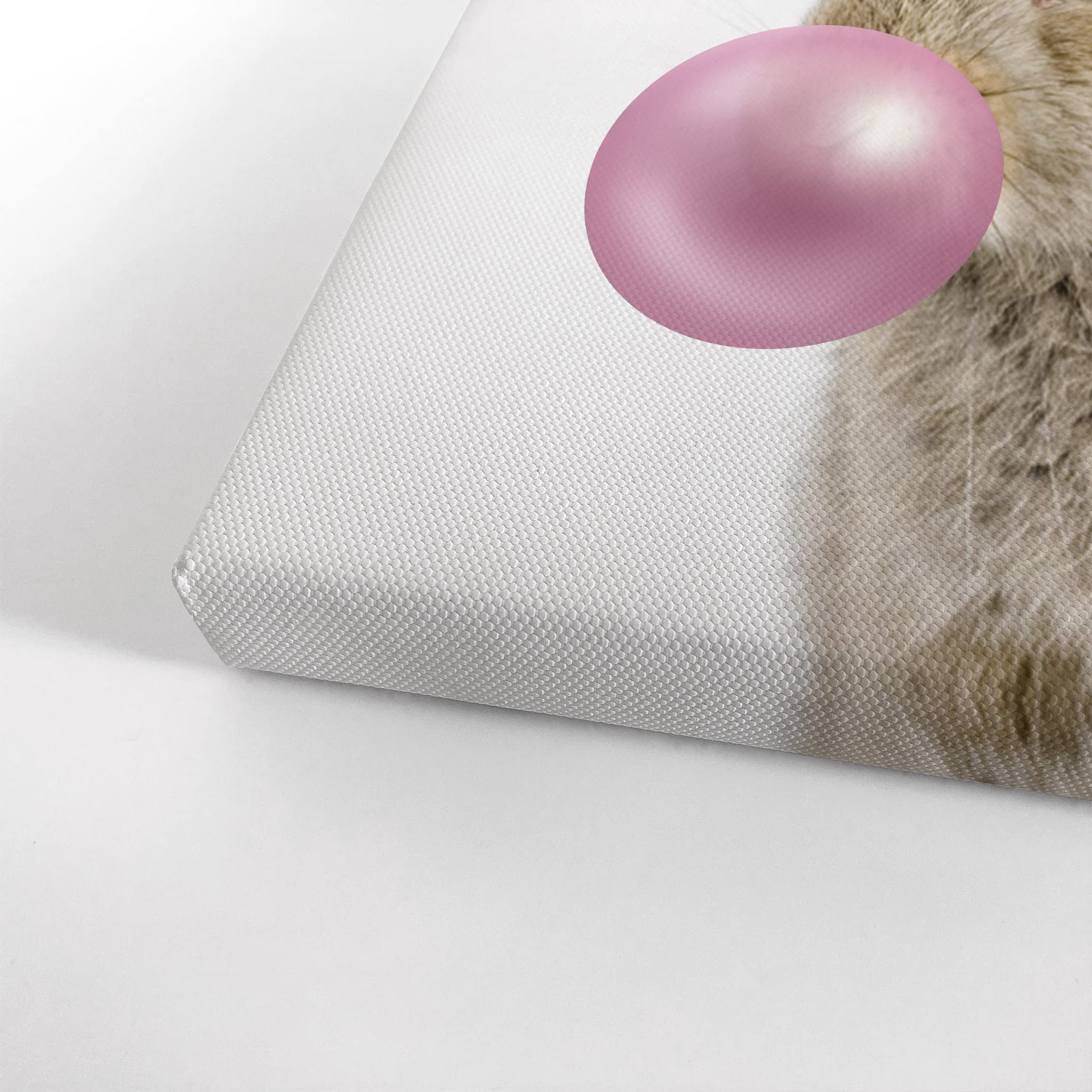 Smile Art Design Bunny Rabbit Canvas Print - Pink Bubble Gum Animal Wall Art for Nursery, Kids Room Decor - Stretched & Ready to Hang (22x15 inches) - Perfect Gift for Baby Showers & Children's Bedrooms - Made in USA