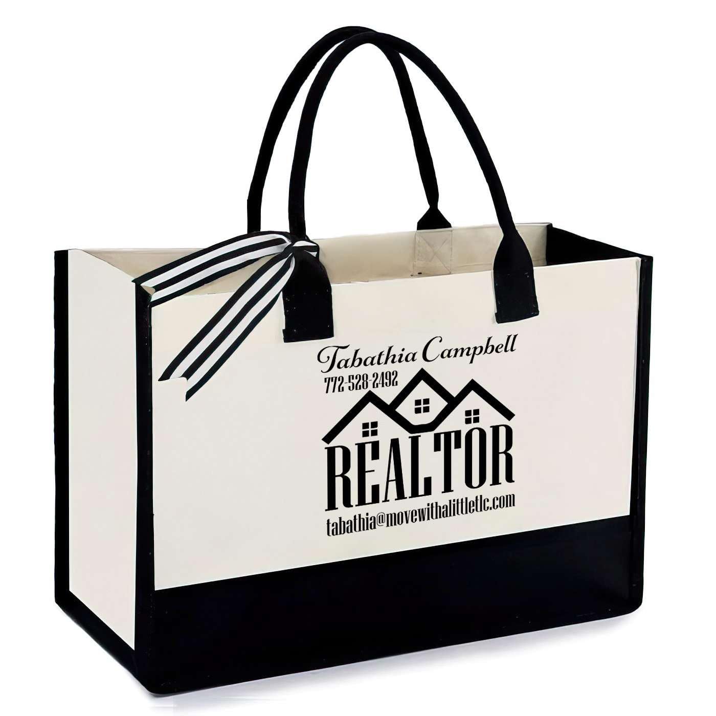 Custom Realtor Tote Bag - Personalized Real Estate Agent Business Gift - Durable & Stylish Work Tote for Realtors, Open Houses & Client Meetings (#4939)