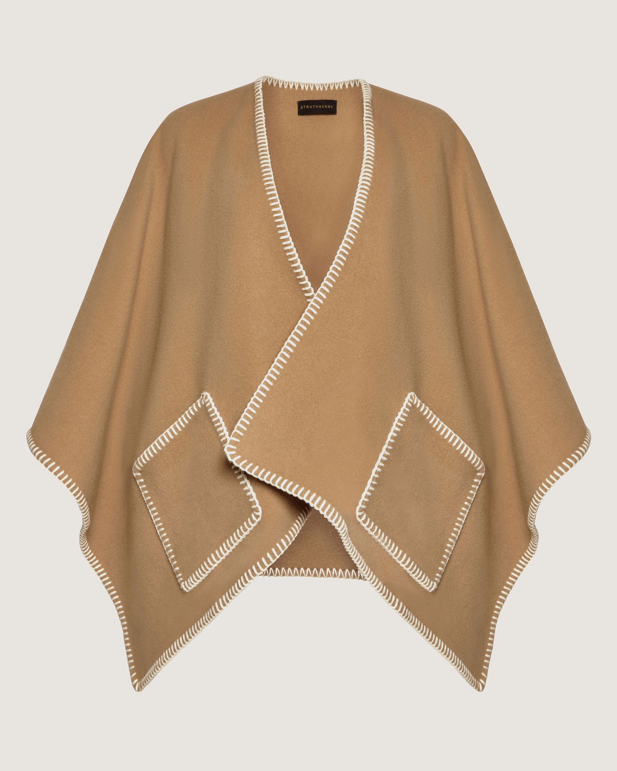 Iona Woven Pure Wool Cape in Camel Color - Warm & Stylish Winter Shawl Wrap for Women - Perfect for Outdoor Activities, Parties & Office Wear