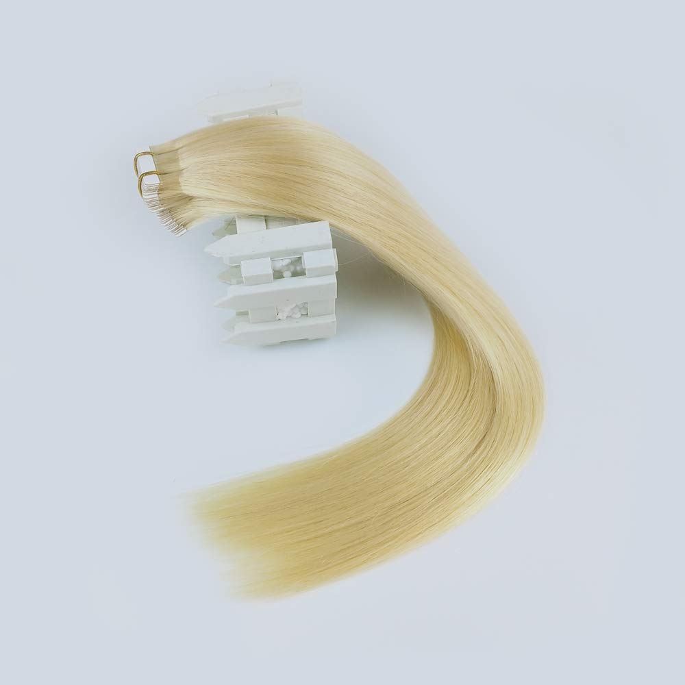 100% Real Human Hair Russian Tape-in Extensions Blonde #613 - 40pcs 100g Remy Hair for Women (24 Inch) - Machine Made Seamless Hair Extensions for Volume & Length - Perfect for Parties, Weddings & Daily Styling