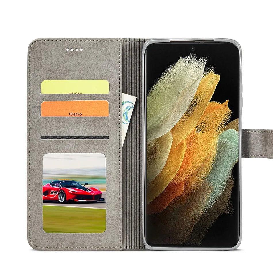 Samsung Galaxy S24 Ultra Vegan Leather Wallet Case - Slim Protective Cover with Card Holder for Everyday Use & Travel