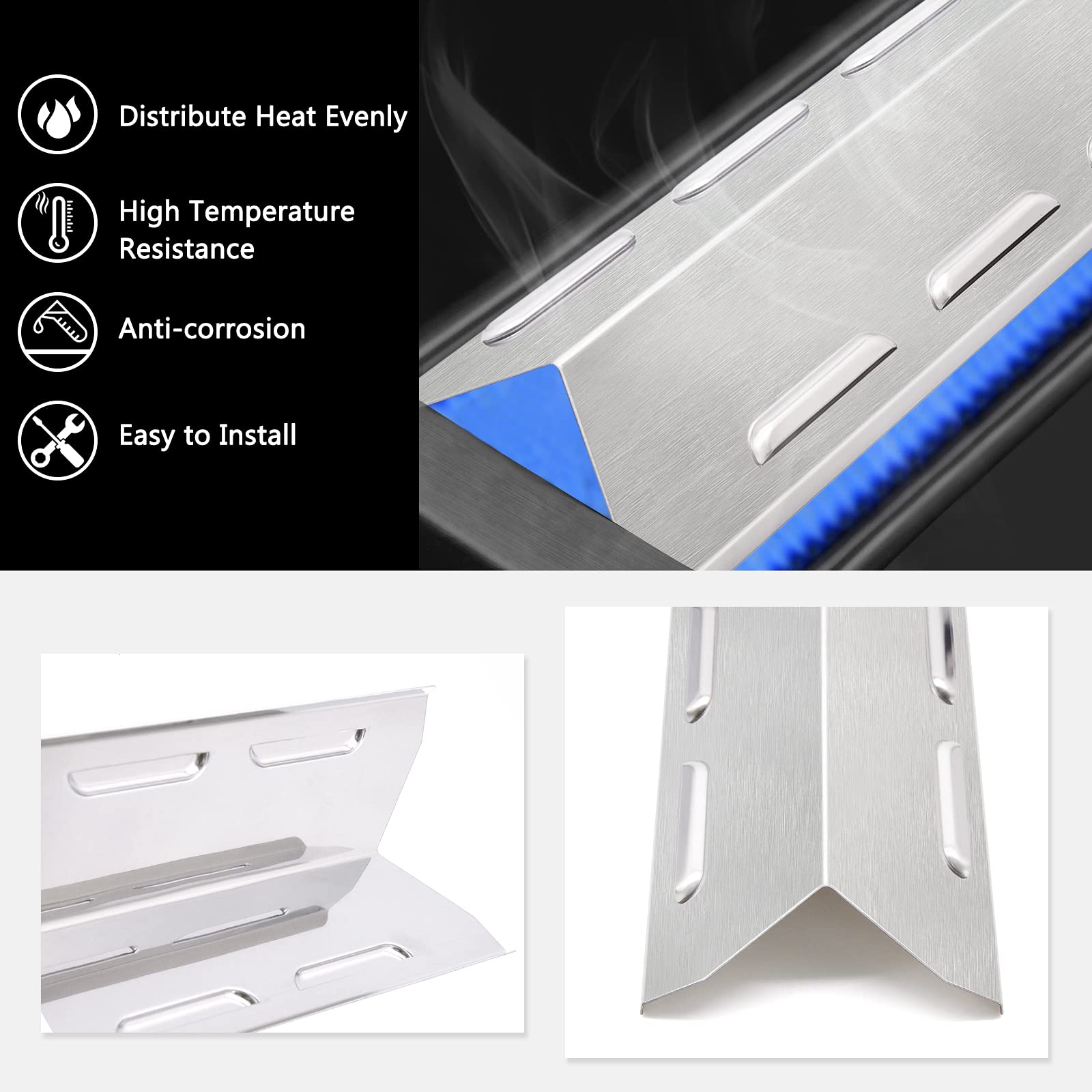 Stainless Steel Grill Parts Kit Compatible with Kenmore 146.34611410 146.23678310 146.16198211 14623678310 146.46366610 146.10016510 146.46372610 - Gas Burners & Heat Plates Replacement for Outdoor BBQ Grilling & Backyard Cooking
