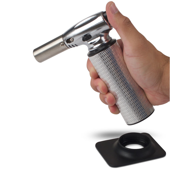 Butane Torch Lighter - Refillable & Adjustable Flame for Cooking, Creme Brulee, Soldering & DIY Projects - No Fuel Included (Blue)