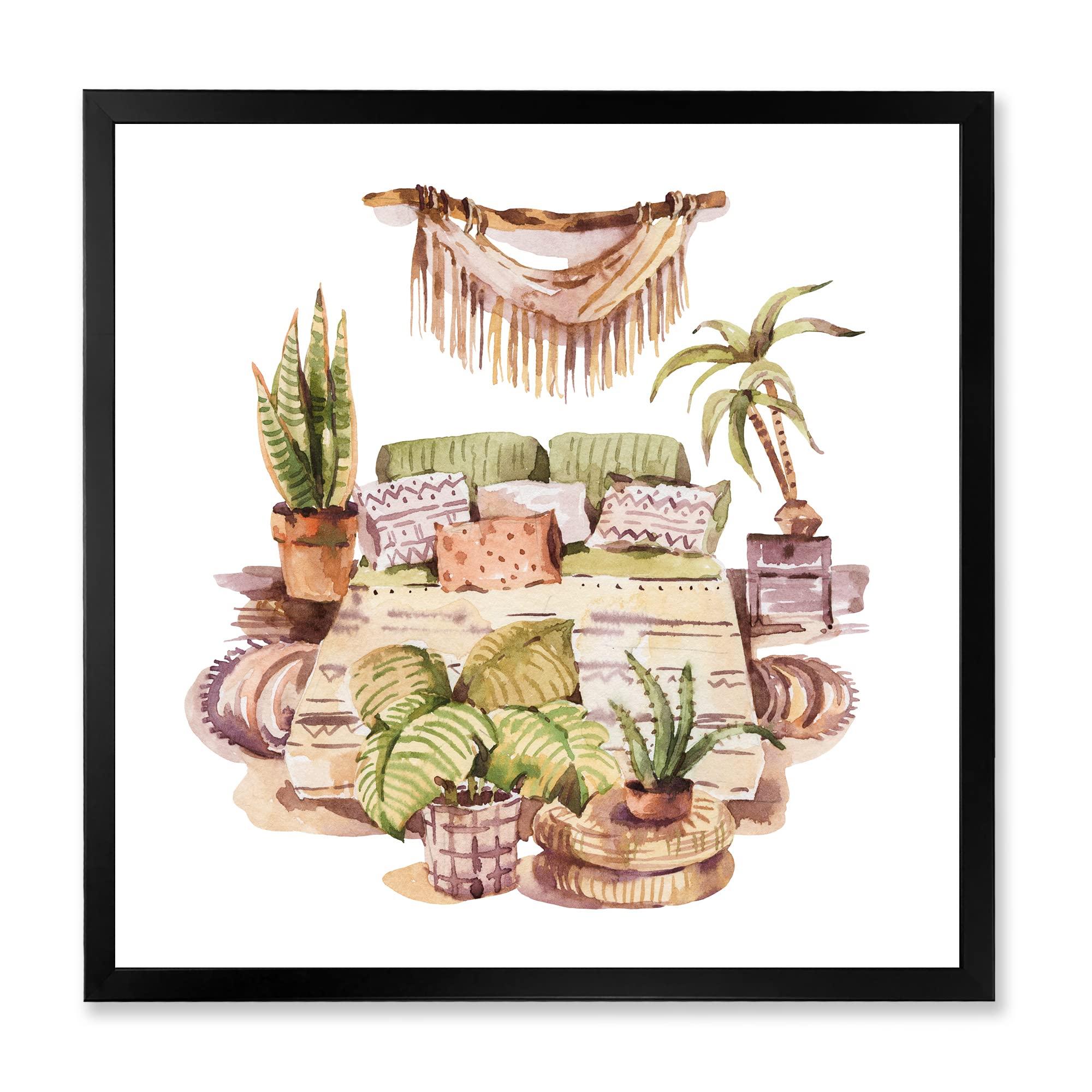 DesignQ Indoor House Plants Urban Jungle IV Traditional Framed Wall Art - Botanical Home Decor for Living Room, Bedroom & Office - Perfect for Plant Lovers & Nature-Inspired Interior Design