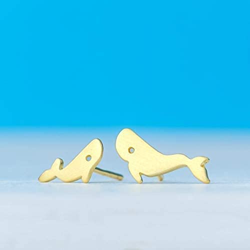 14K Solid Gold Whale Earrings - Mother & Baby Mismatched Stud Set in 9K/18K Options | Ocean-Themed Minimalist Jewelry for Women, Girls & Boys | Perfect for Beach Vacations, Gifts & Everyday Wear | ZoozJewelry