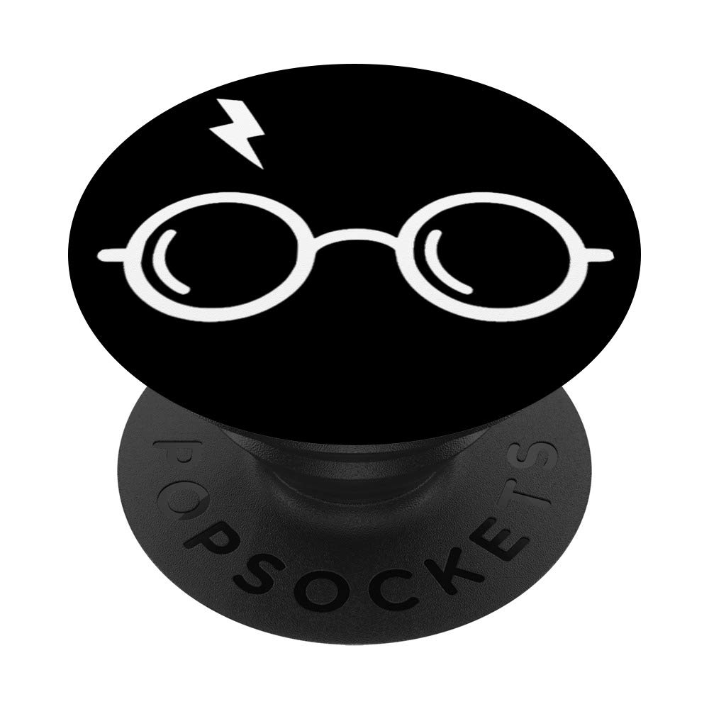 Harry Potter Wizard Round Glasses with Lightning Bolt Scar Design - Swappable PopGrip Phone Grip & Stand for iPhone, Samsung, Tablets - Perfect for Fans, Cosplay, and Magic-Themed Parties