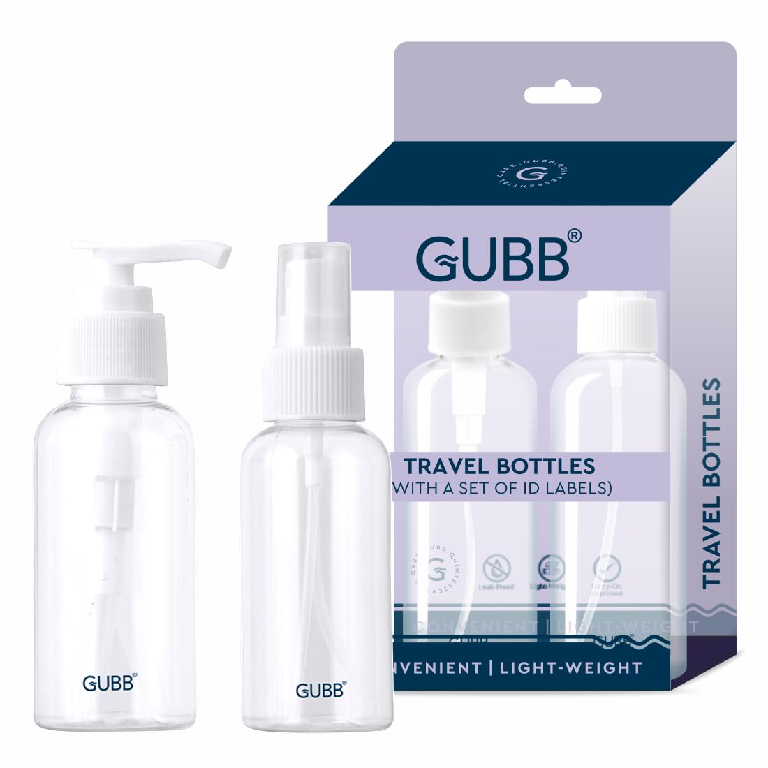 Leak Proof Travel Bottles Set for Toiletries & Cosmetics with ID Stickers - TSA Approved for Airplane Carry On, Perfect for Vacation, Gym & Business Trips