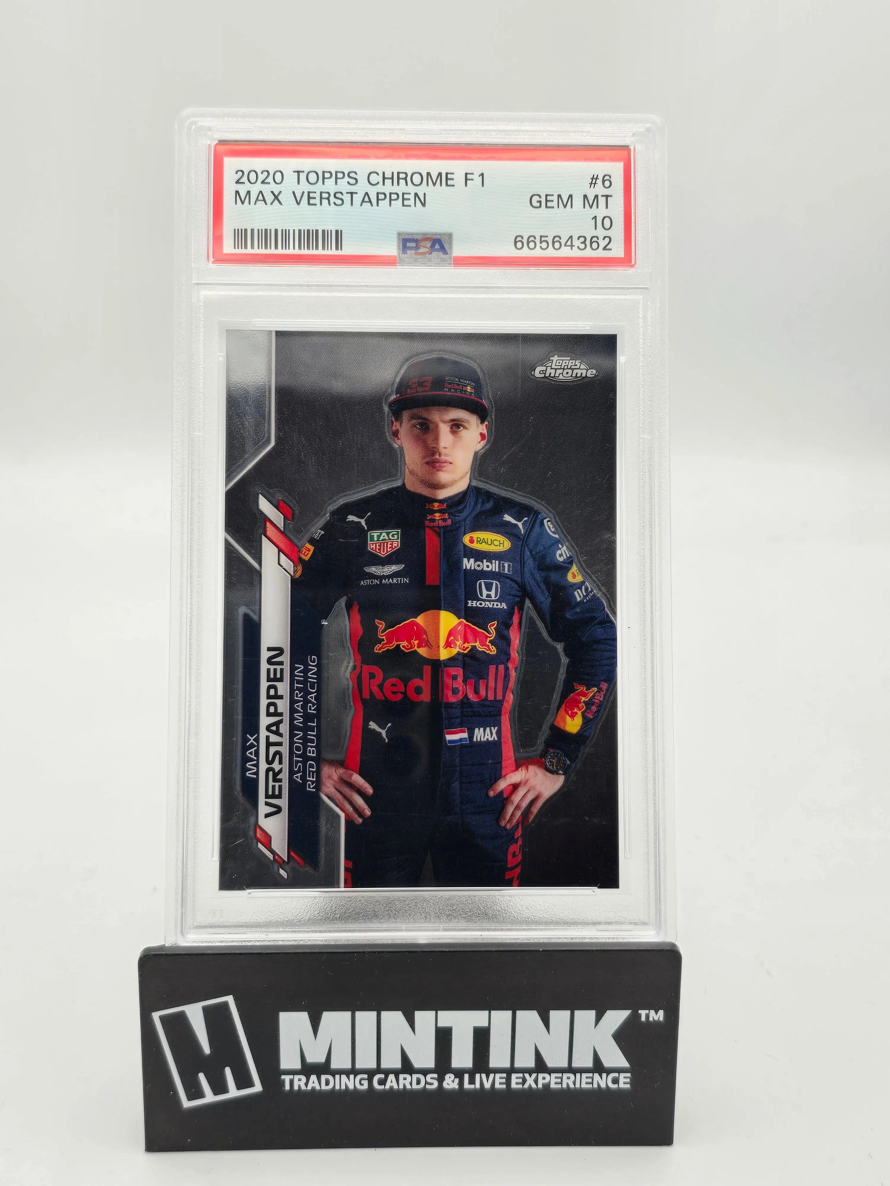 2020 Topps Chrome Formula 1 Max Verstappen Rookie Card PSA 10 Gem Mint #6 - Perfect for F1 Collectors and Racing Fans Display