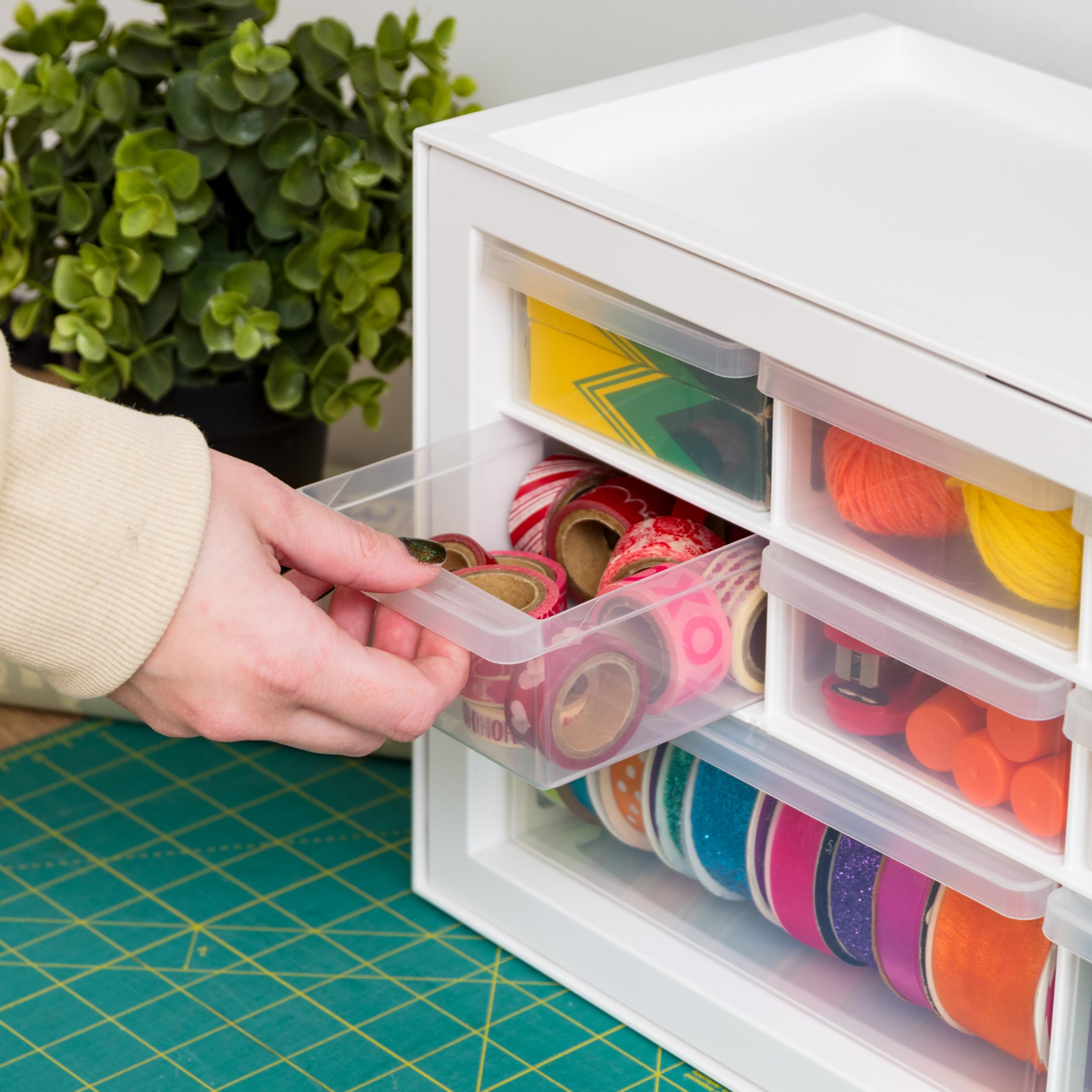 IRIS USA 10-Drawer Small Parts Organizer Cabinet, 2-Pack White Plastic Storage Container for Screws, Nuts, Bolts, Nails, Craft Supplies & Drink Packets - Perfect for Workshop, Craft Room & Kitchen Organization