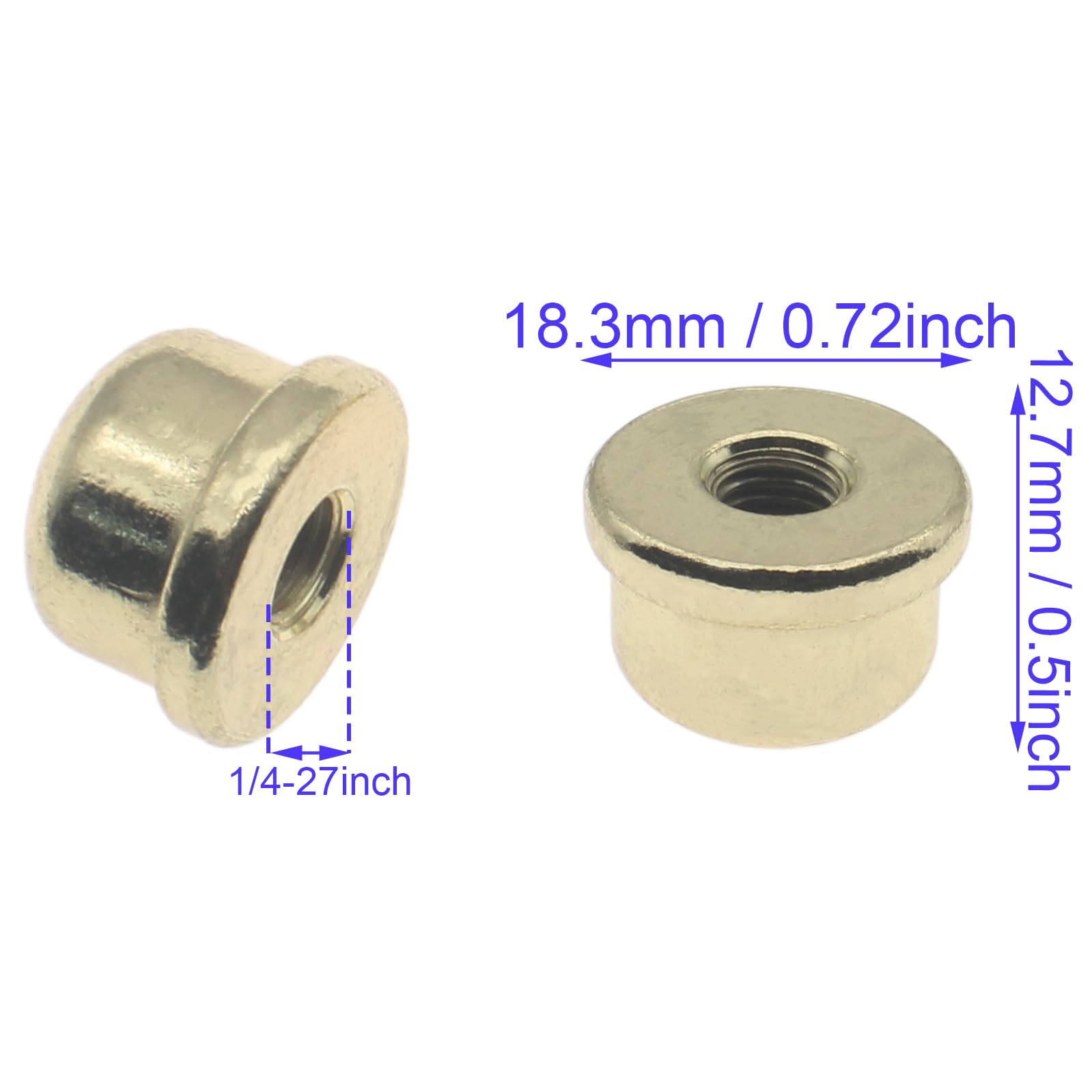 2 Pcs Solid Brass Lamp Finials Caps 1/4-27 Threaded Knob for Lamp Shade Harp Holder - Gold Finish - Perfect for Bedroom, Living Room & Office Lighting Decor