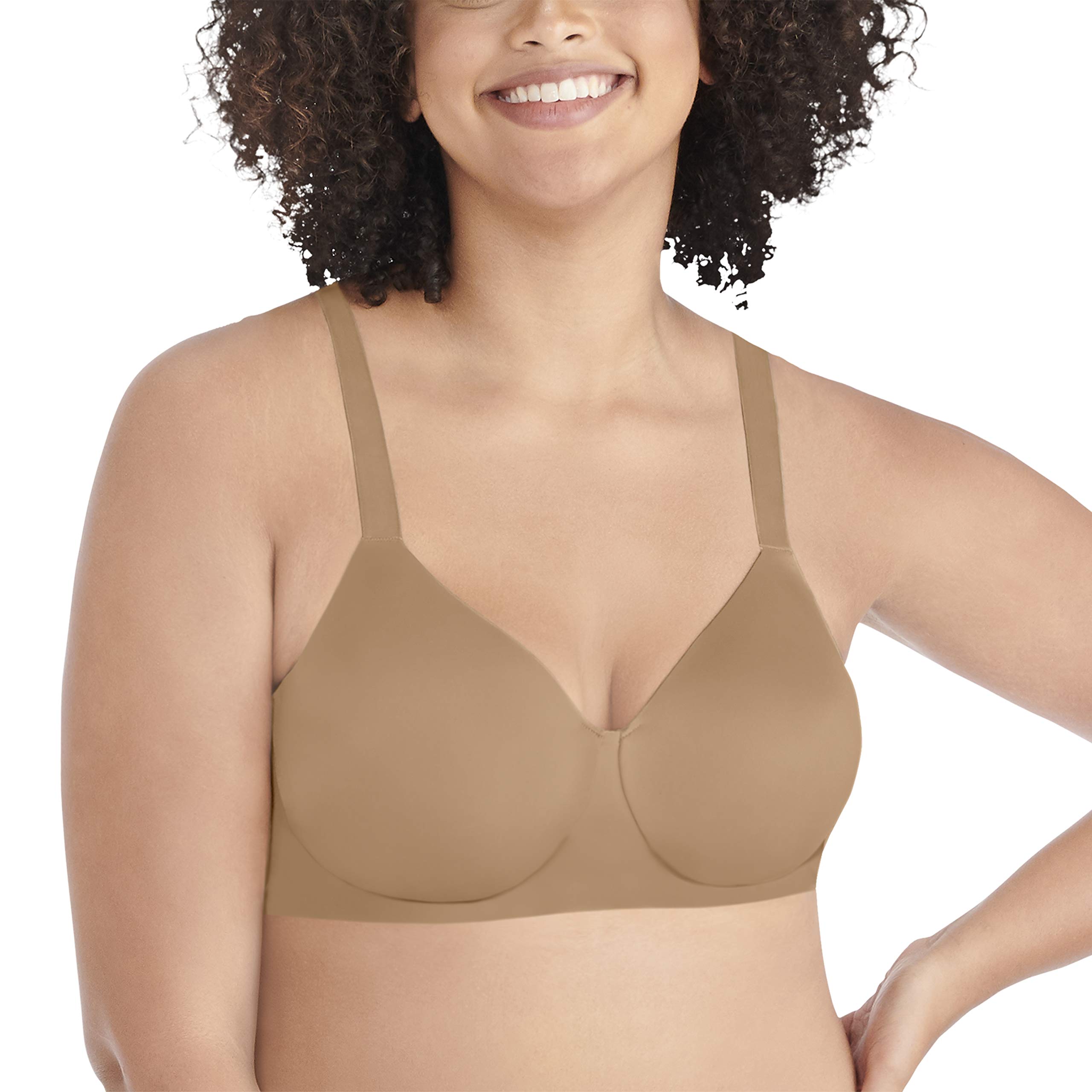 Vanity Fair Women's Nearly Invisible Full Figure Wirefree Bra 71203 - Comfortable No Wire Underwire Bra in Totally Tan 42D for Everyday Wear & Smooth Look Under Clothes