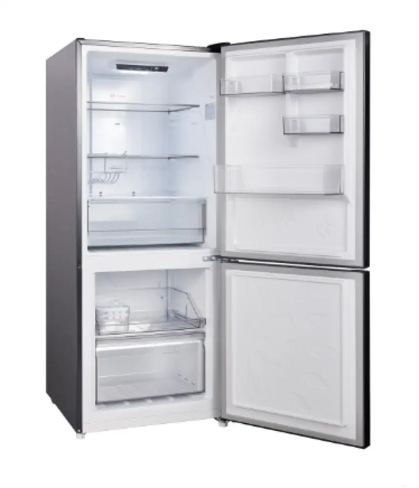 CHiQ CBM282NBS5E 282L Bottom Freezer Refrigerator - Energy Efficient Black Steel Fridge for Kitchen, Home & Office Use