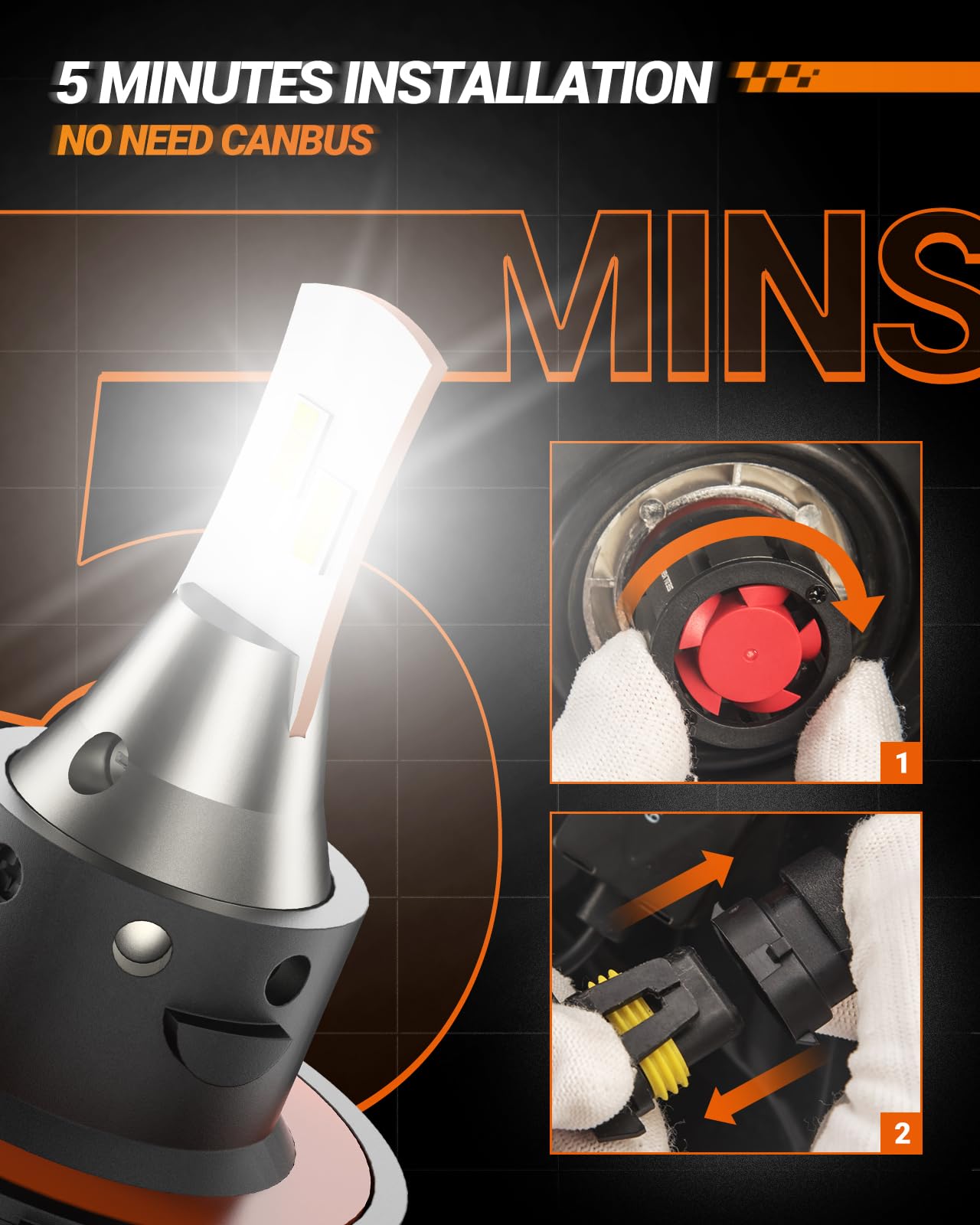 SEALIGHT H13/9008 LED Bulbs 28000LM Super Bright - 6000K Cool White Dual Beam Headlight Bulbs for Powersports, Fog Lights - Plug-N-Play Installation in 5 Minutes (Pack of 2) - Perfect for Off-Roading, Night Driving & Motorcycle Upgrades