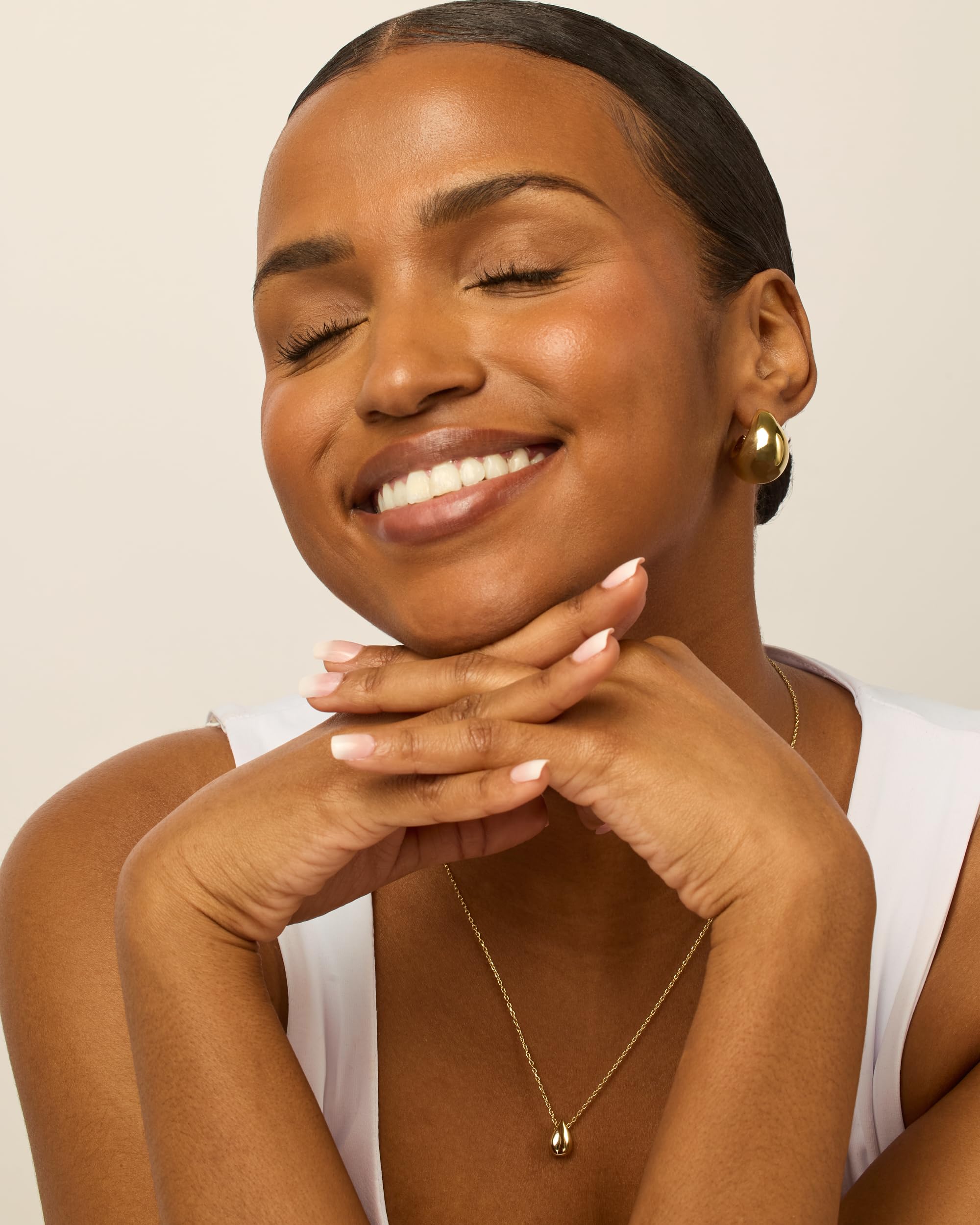 PAVOI 14K Gold Plated Sterling Silver Geometric Dome Teardrop Drop Dangle Hoop Earrings for Women - Chunky Statement Earrings | Perfect for Parties, Weddings & Evening Events