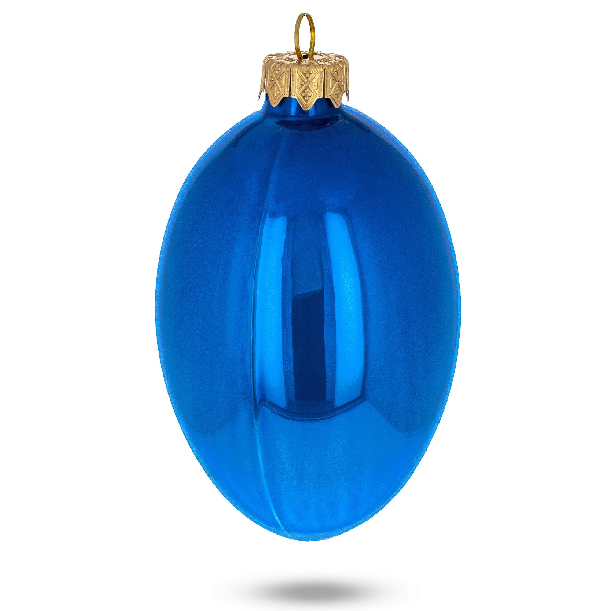 6-Pack Blue Glossy Glass Easter Egg Ornaments - 4 Inch Holiday Decorations for Christmas Tree, Easter Basket, Spring Table Centerpiece & Home Decoration