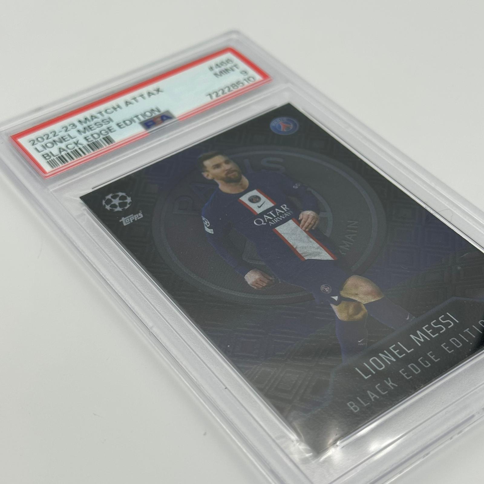 PSA 9 Lionel Messi #466 Black Edge Edition Soccer Trading Card - Rare Collectible for Sports Fans & Card Investors (Perfect for Display, Gifts, and Investment)