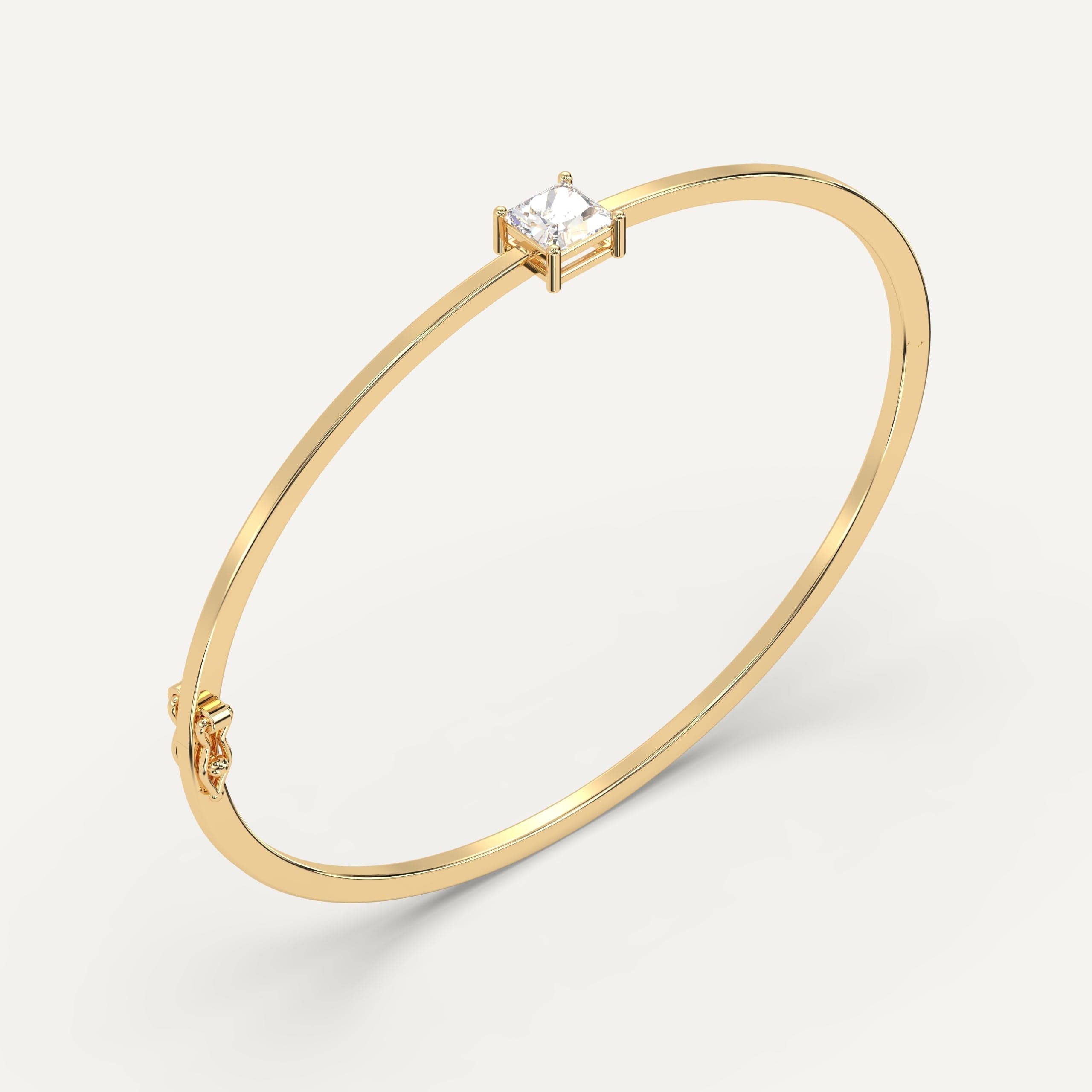 1 Carat Princess Cut Diamond Solitaire Bangle Bracelet for Women - Elegant & Timeless Jewelry Gift for Anniversary, Wedding, or Special Occasions