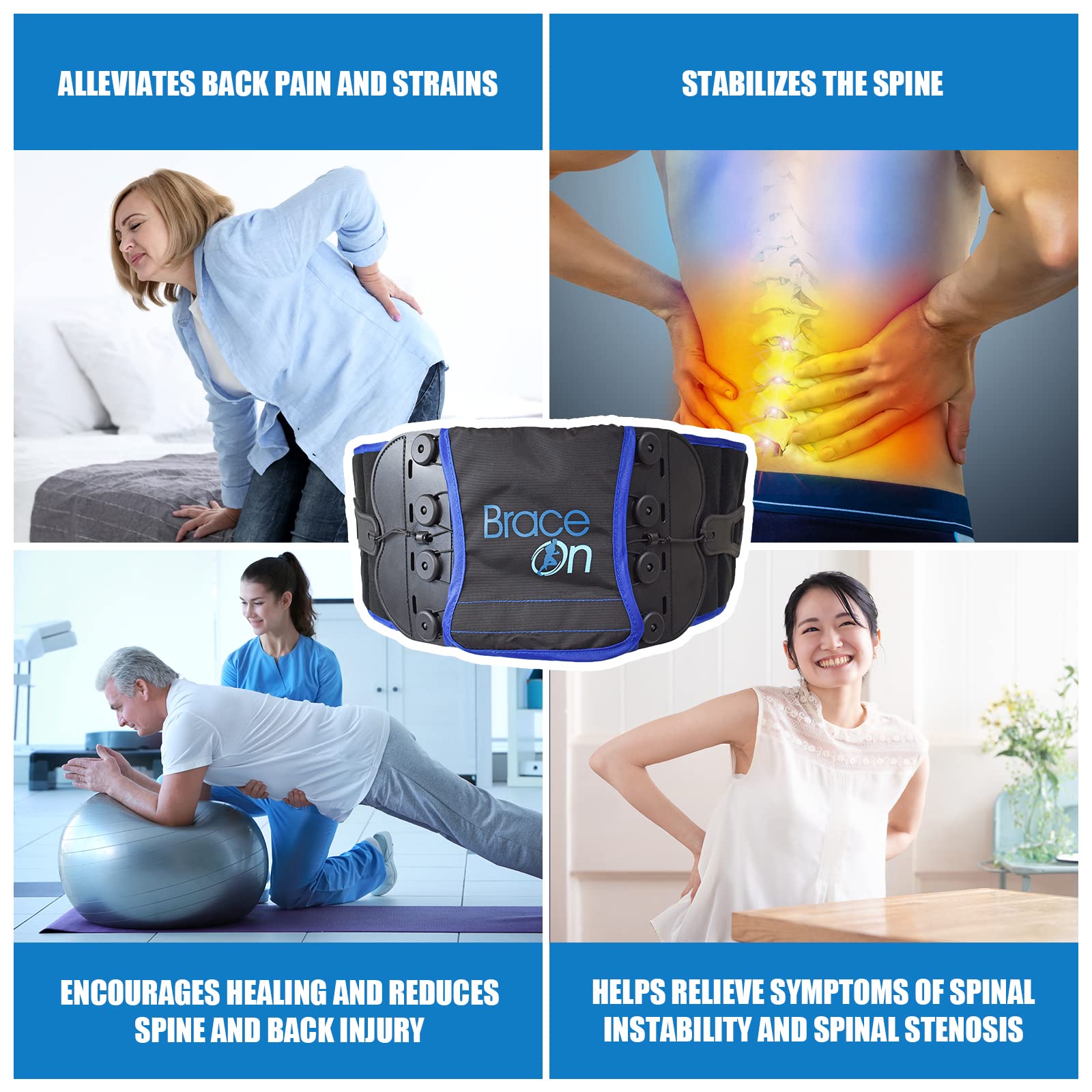 Universal LSO Back Brace for Women & Men - Medical Grade Adjustable Back Support Belt (S-4XL) - Ideal for Posture Correction, Hernia Recovery & Heavy Lifting