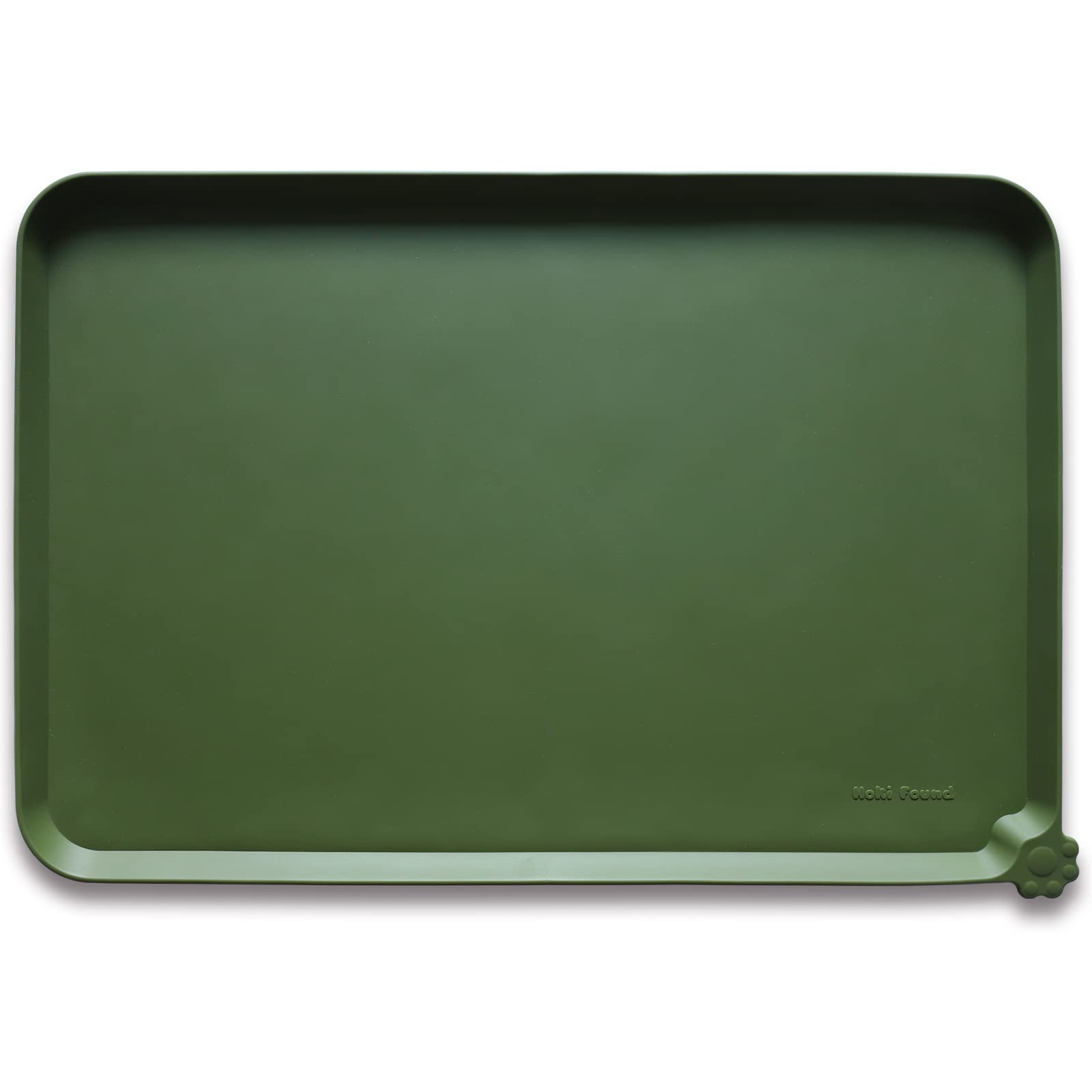 Non-Slip Silicone Pet Bowl Mat for Dogs & Cats - Waterproof Food Mat - Dark Olive - Perfect for Messy Eaters & Spill Prevention in Kitchen or Outdoor Use