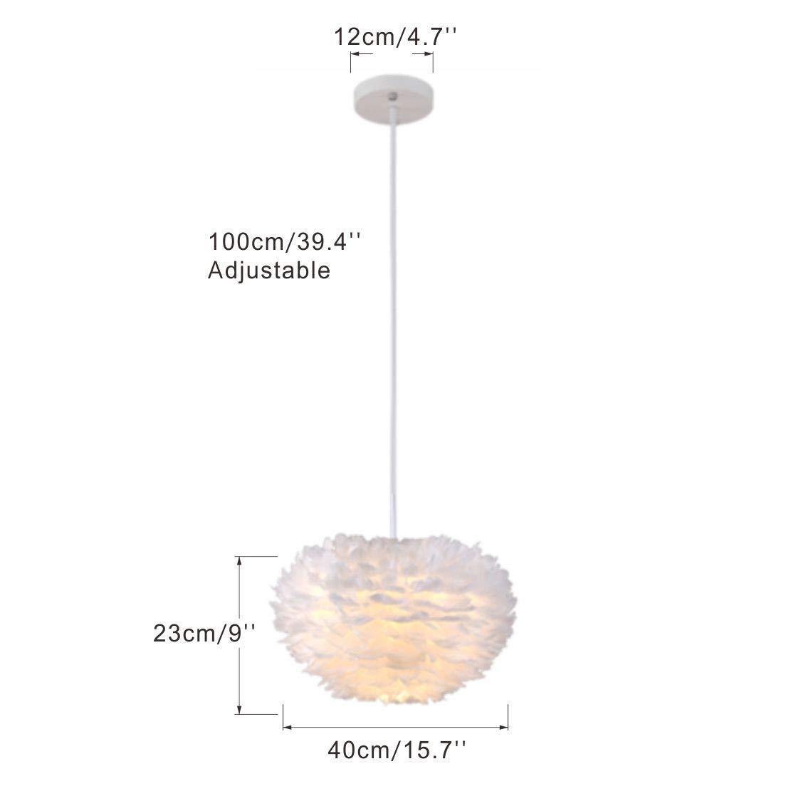 Modern White Feather Pendant Light - 15.7