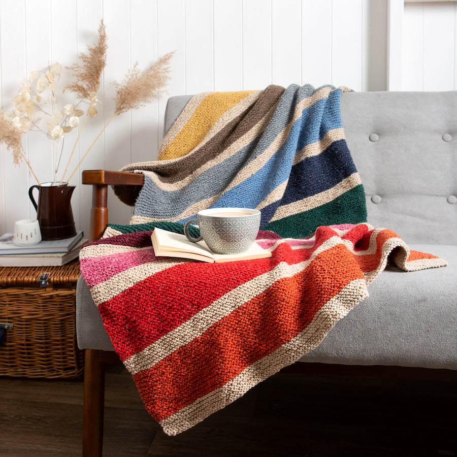 Rainbow Blanket Knitting Kit for Adults - DIY Chunky Knit Throw Blanket with Soft Yarn - Perfect for Home Decor, Gifts, and Cozy Evenings