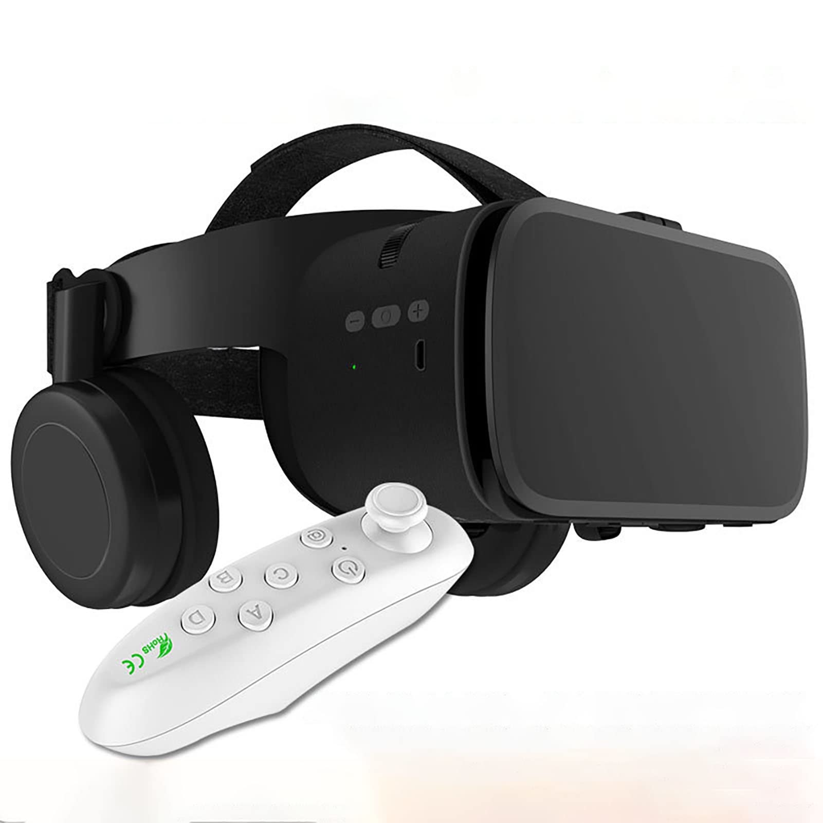 3D VR Virtual Reality Glasses with Remote Control - Full Screen Stereo VR Headset for iPhone 14/13/12/11 Pro/Mini/X/R/S Max & Samsung Galaxy - Compatible with Android & iOS Phones (Color: Blue) - Perfect for Gaming, Movies & Immersive VR Experiences