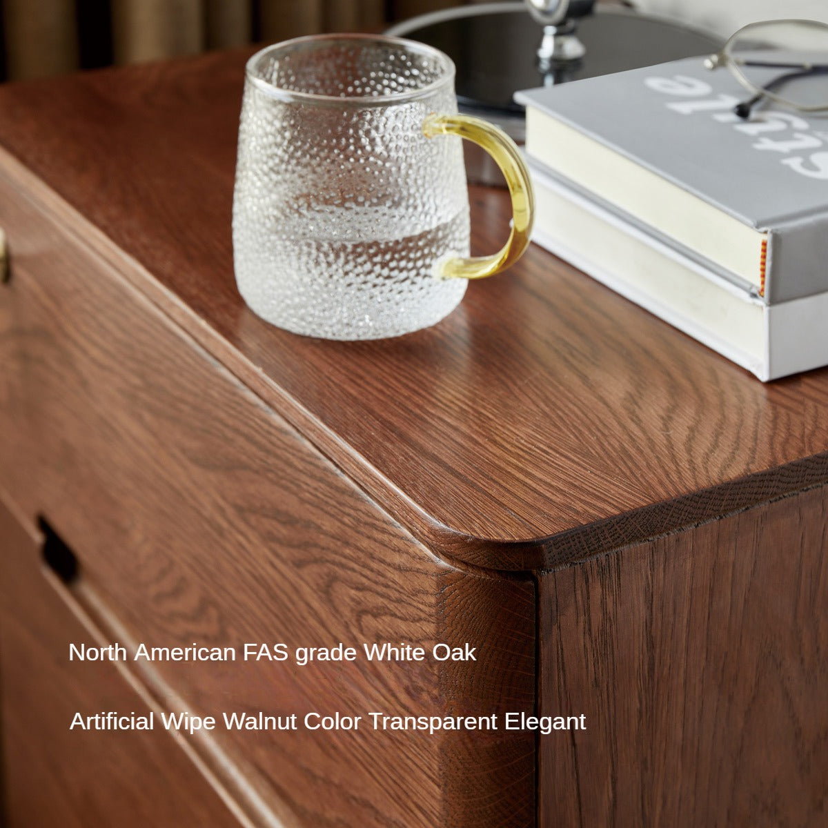 Solid Oak Wood Nightstand with Lock - Stylish and Secure Bedside Table for Bedroom Decor