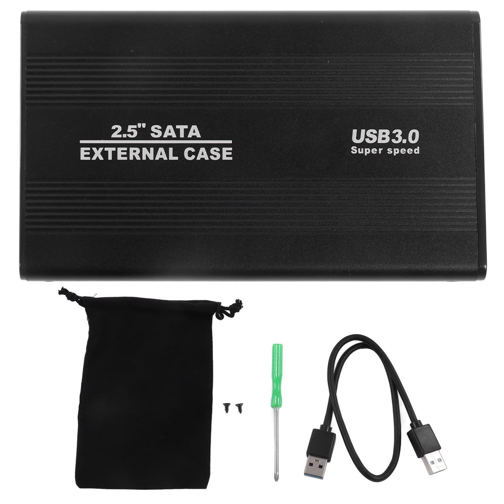2.5 Inch HDD Enclosure - 5Gbps USB 3.0 Aluminum Hard Drive Case for Laptop & Desktop, External Storage Solution for Data Backup, Media Transfer, and File Sharing (Black)