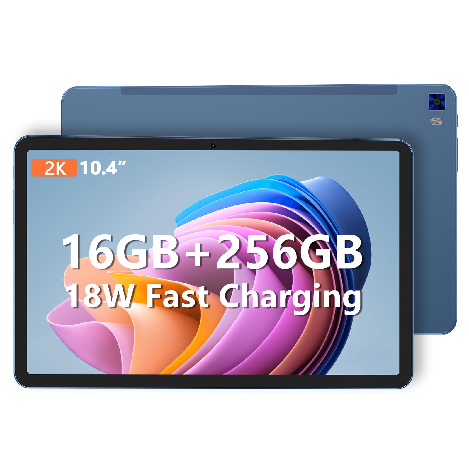 VASOUN Android 11 Tablet 10.4 Inch - 16GB RAM (8GB+8GB Expandable) 256GB Storage, 4G LTE Dual SIM, 2.0GHz Octa-Core Processor, 2K IPS Display, 8000mAh Battery, 2.4G/5G WiFi, Bluetooth 5.0 with PU Leather Case - Perfect for Gaming, Streaming & Productivity on the Go
