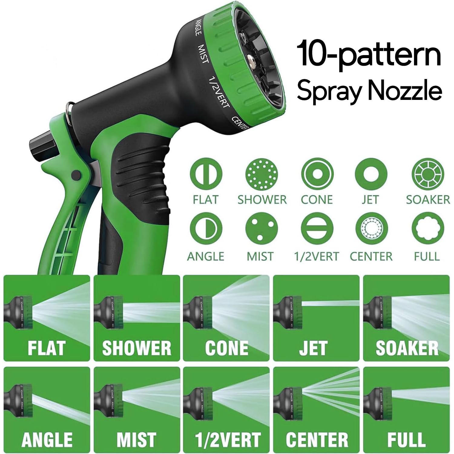 50 ft Expandable Garden Hose - No Kink Flexible Water Hose 50ft with 10 Pattern Spray Nozzle, Leakproof Solid Brass Connectors, Retractable Latex Core - Lightweight Collapsible Hose for Lawn, Garden, Car Washing & Outdoor Cleaning