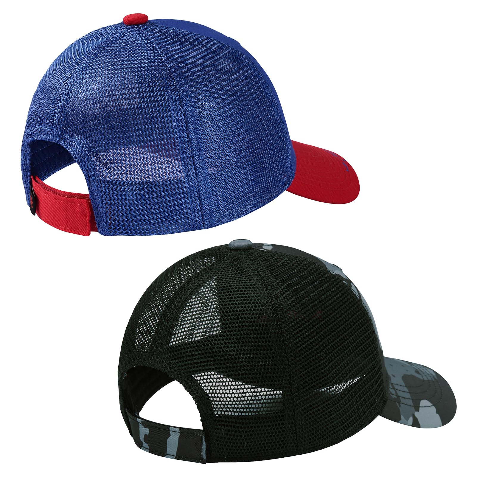 BassDash Kids & Youth Fishing Sun Hat - Adjustable Mesh Back Baseball Cap for Boys & Girls - UV Protection for Outdoor Activities - Perfect for Fishing, Hiking, and Beach Trips (2-Pack)