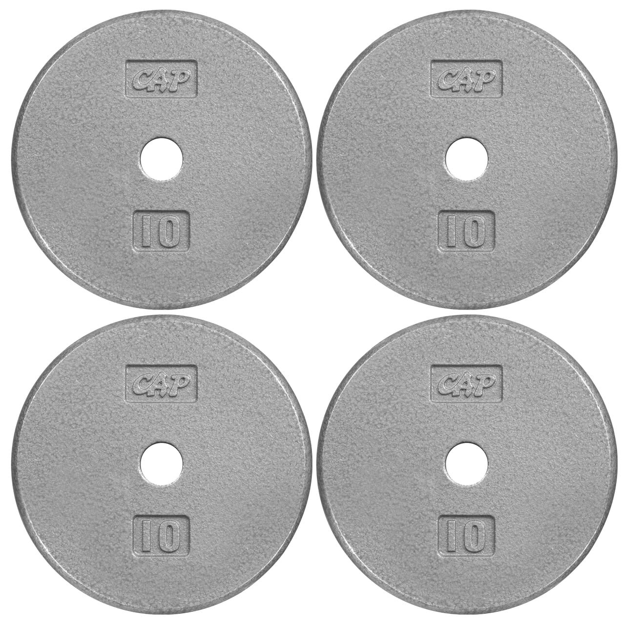 CAPHAUS Grey Standard Solid Cast Iron Weight Plates 1-inch Center Hole for Standard Barbell & Dumbbell Handles - 1.25LB to 50LB Options for Home Gym, Strength Training & Weightlifting Workouts