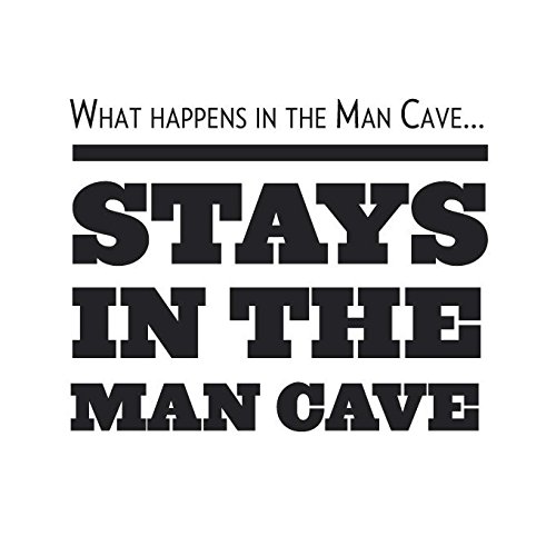 Omega 'What Happens in The Man Cave Stays in The Man Cave' Vinyl Decal - Small Matte White - Wall & Window Sticker for Man Cave, Garage, Office Decor