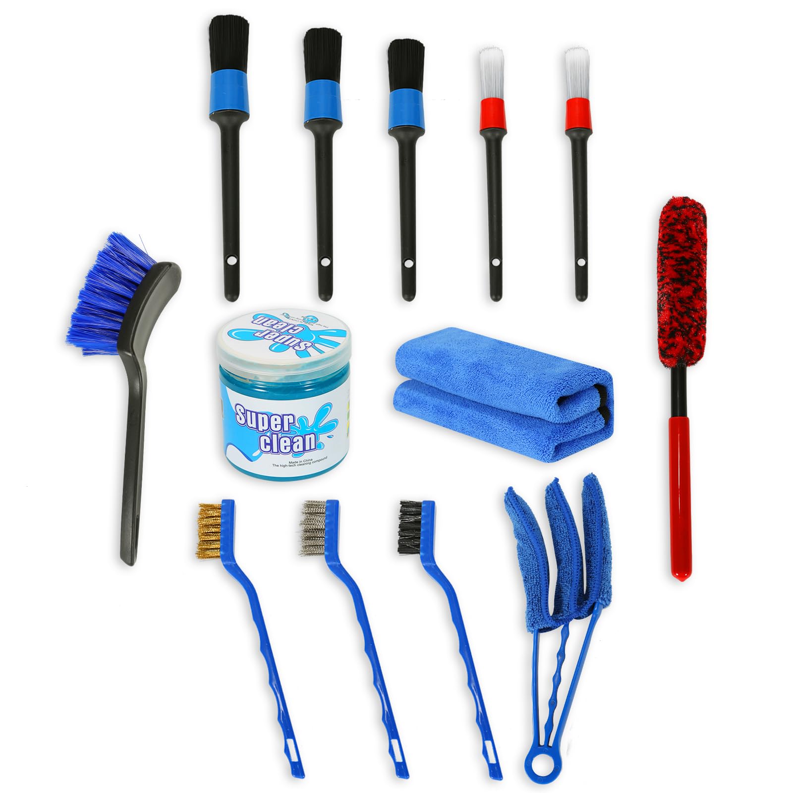 13-Piece Premium Car Detailing Kit - Interior & Exterior Cleaning Set with Detailing Brushes, Wire Brush, Air Vent Brush, Microfiber Towel & Wheel Brush - Perfect for Car Wash, Dashboard & Vent Cleaning