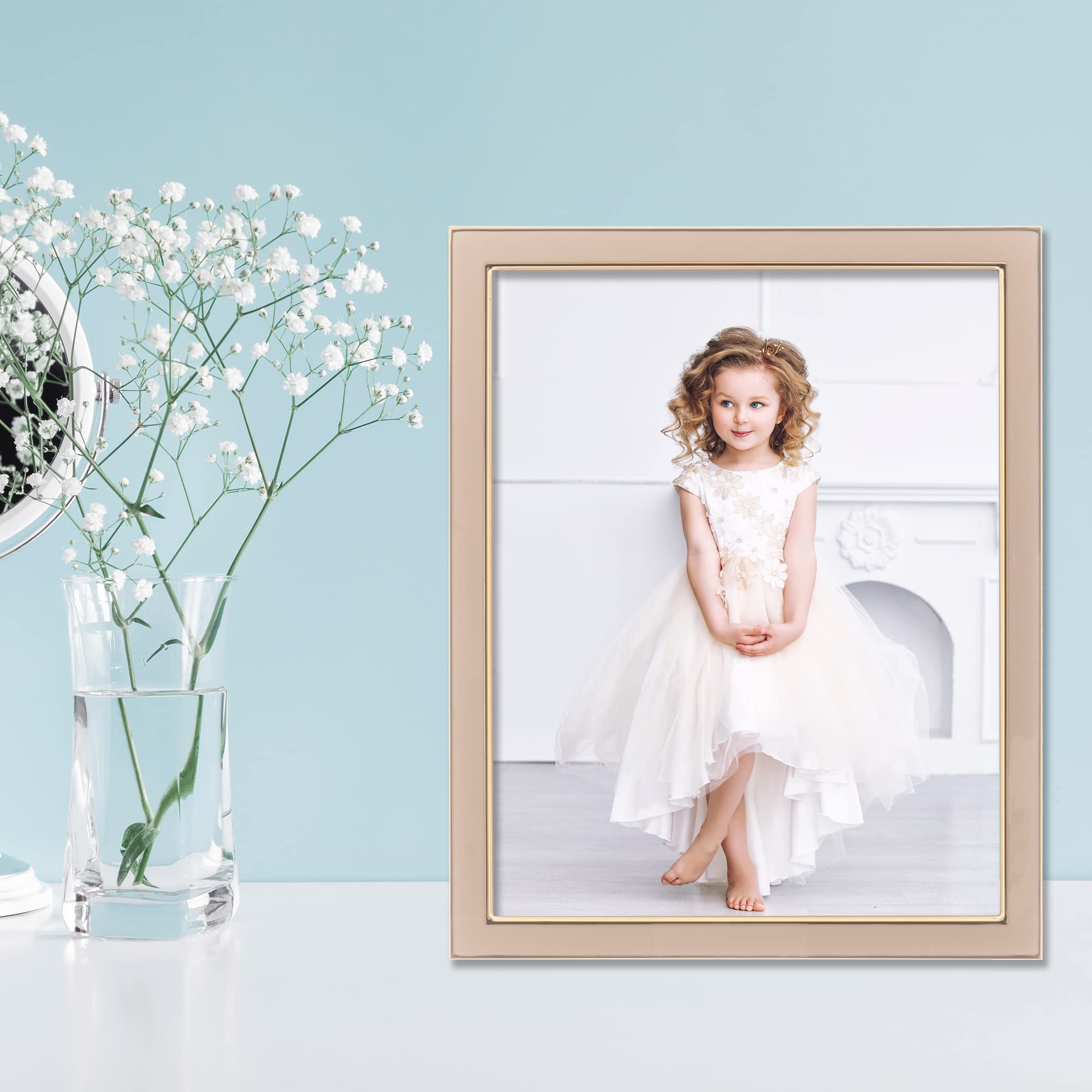 Lawrence Frames 8x10 Pink Metal & Enamel Picture Frame - Perfect for Home Decor, Wedding Photos & Wall Display