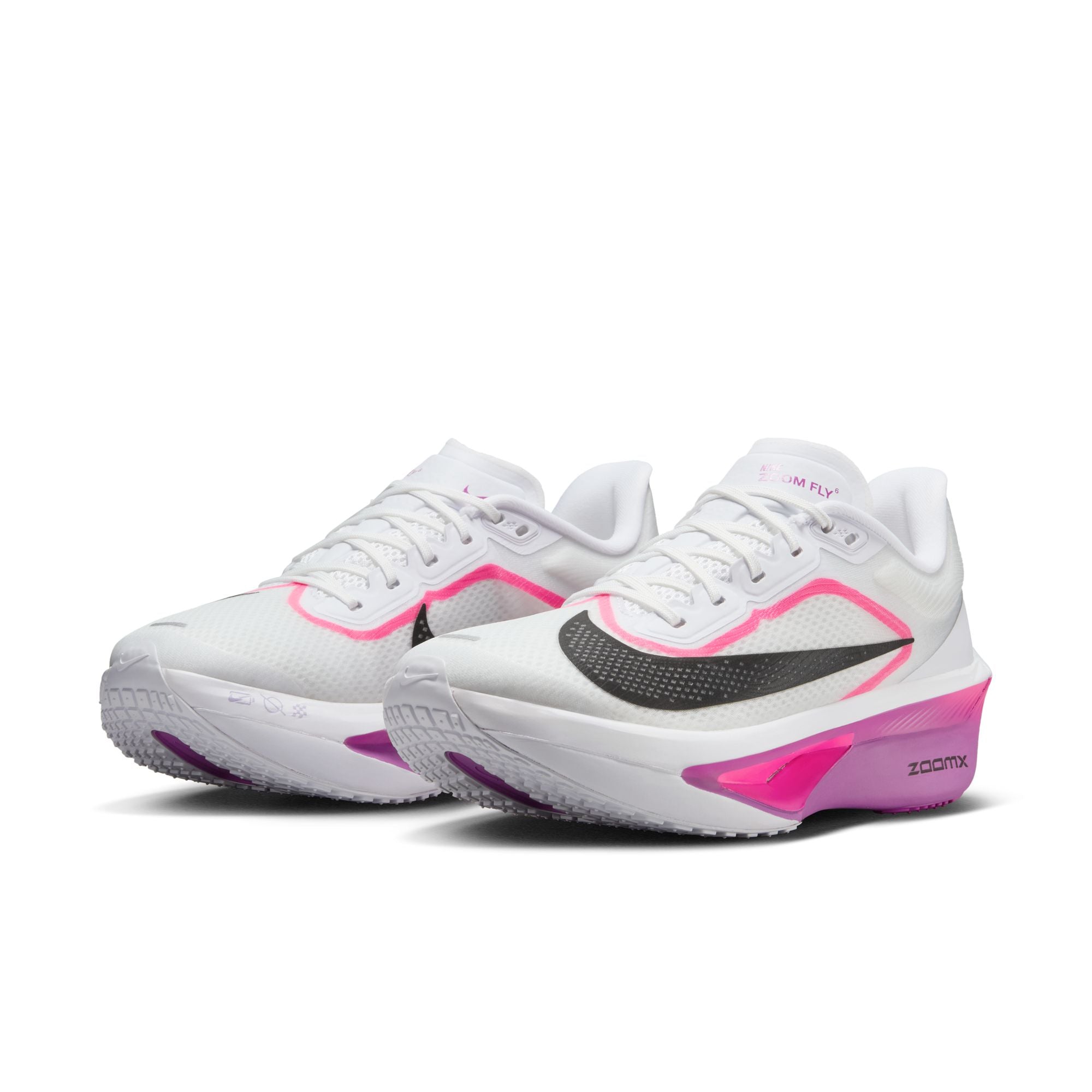 Nike Zoom Fly 6 Women's Running Shoes - White/Black/Vivid Grape (B Width) | Lightweight Cushioned Road Racing Sneakers for Marathon Training & Daily Jogging