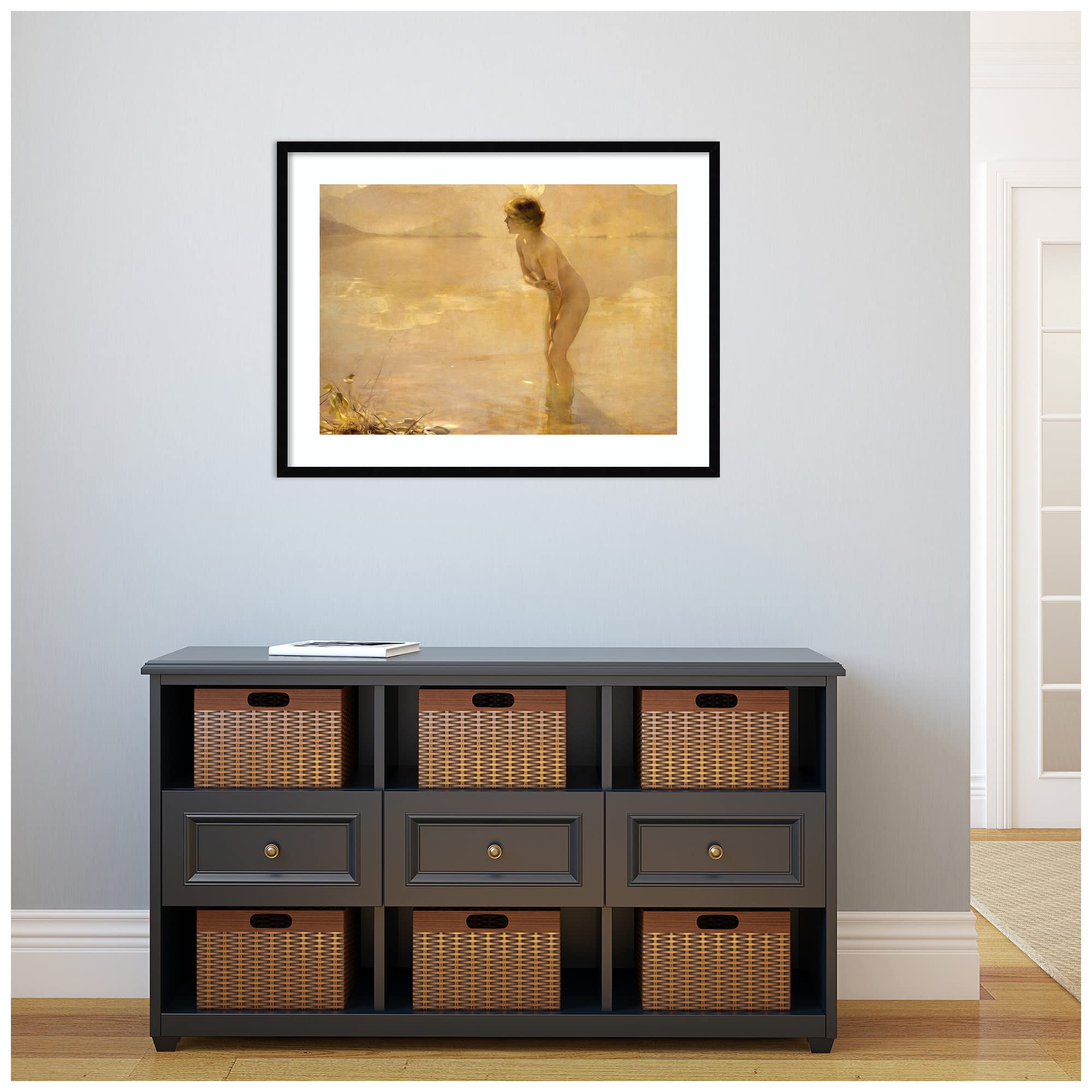 Amanti Art Framed Wall Art Print - 25x33 September Morn Landscape Painting by Paul Chabas | Traditional Home Decor Large Poster for Living Room, Bedroom, Office | Perfect for Housewarming Gifts & Interior Design