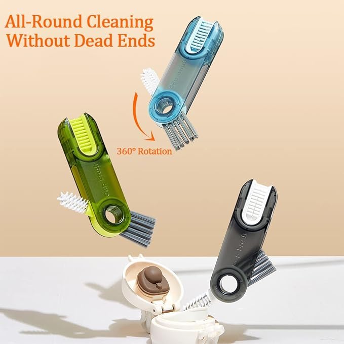 3-Pack Multipurpose Bottle Gap Cleaner Brush Set - Cup Cover & Crevice Cleaning Tools for Water Bottles, Straws, and Home Kitchen Accessories - Perfect for Deep Cleaning Hard-to-Reach Spots in Baby Bottles, Travel Mugs, and Reusable Drinkware