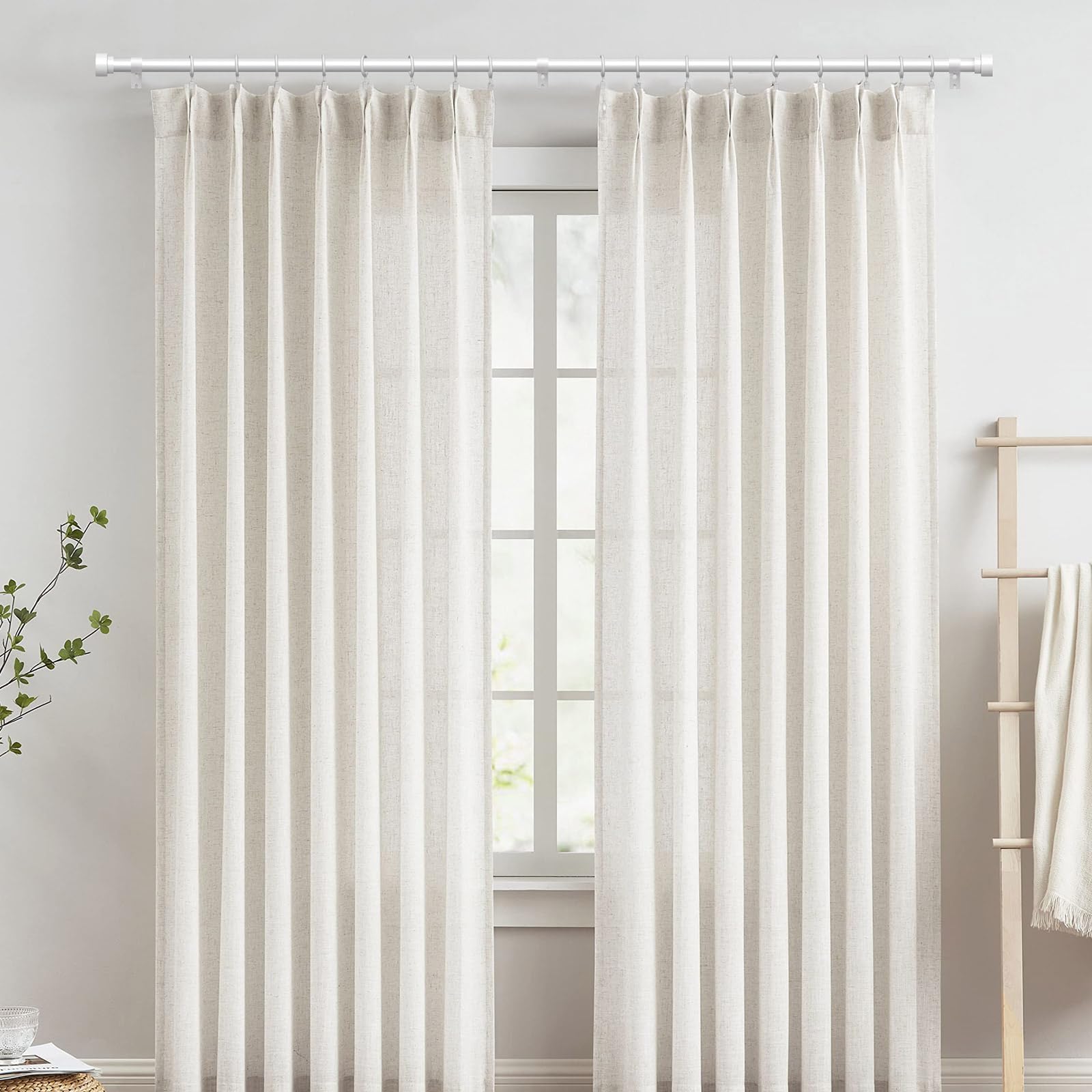 40 Pack White Curtain Rings with Clips - 1 Inch Interior Diameter Drapery Hooks for 5/8 Inch Rods - Durable Metal Curtain Accessories for Living Room, Bedroom & Window Decor