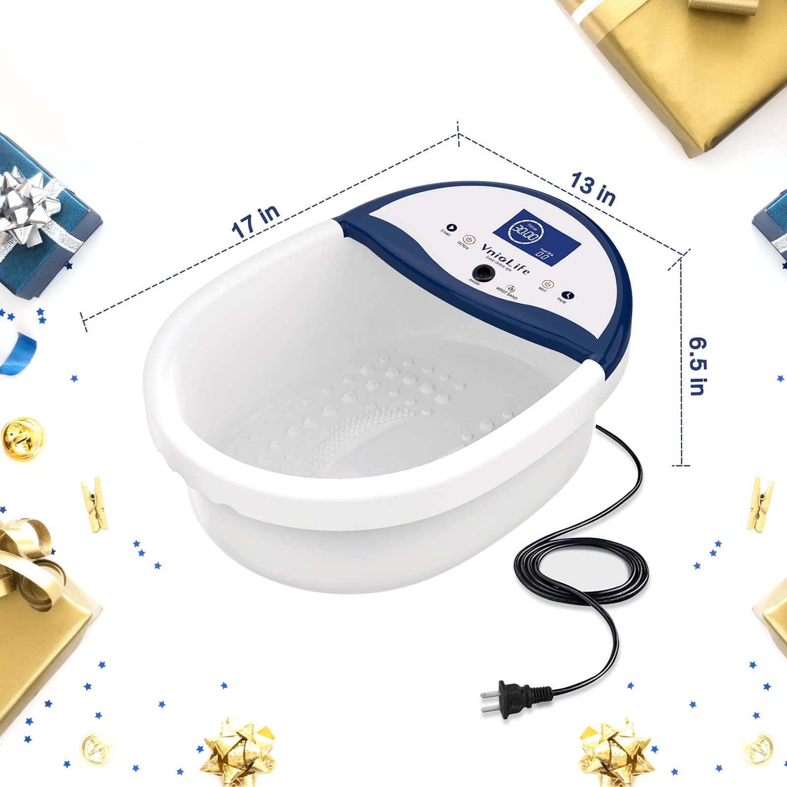 Ionic Foot Bath Detox Machine - Portable Ion Detoxifier with LED Display, Heated Belt & Wrist Strap | Foot Spa for Relaxation, Detox Cleansing & Wellness at Home