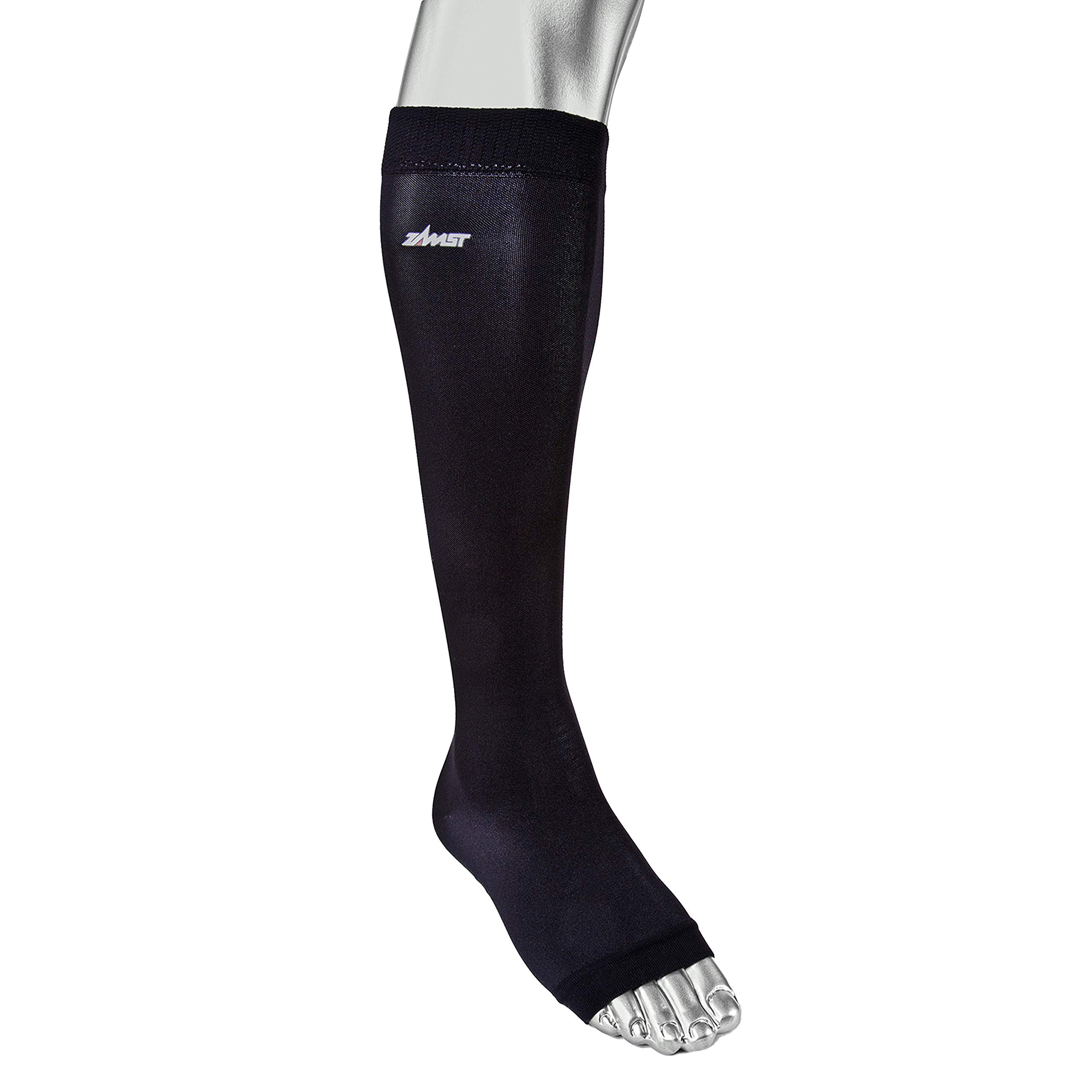 Zamst LC-1 Open Toe Calf Compression Socks for Women & Men - Breathable Support Stockings for Running, Hiking, Travel & Varicose Vein Relief