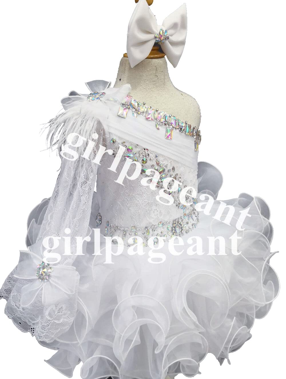 Jenniferwu G068 Infant Toddler Baby Newborn Little Girl's Pageant Party Birthday Dress - Elegant Floral Lace Gown for Special Occasions, Christening, Photo Shoots & First Birthday Celebrations