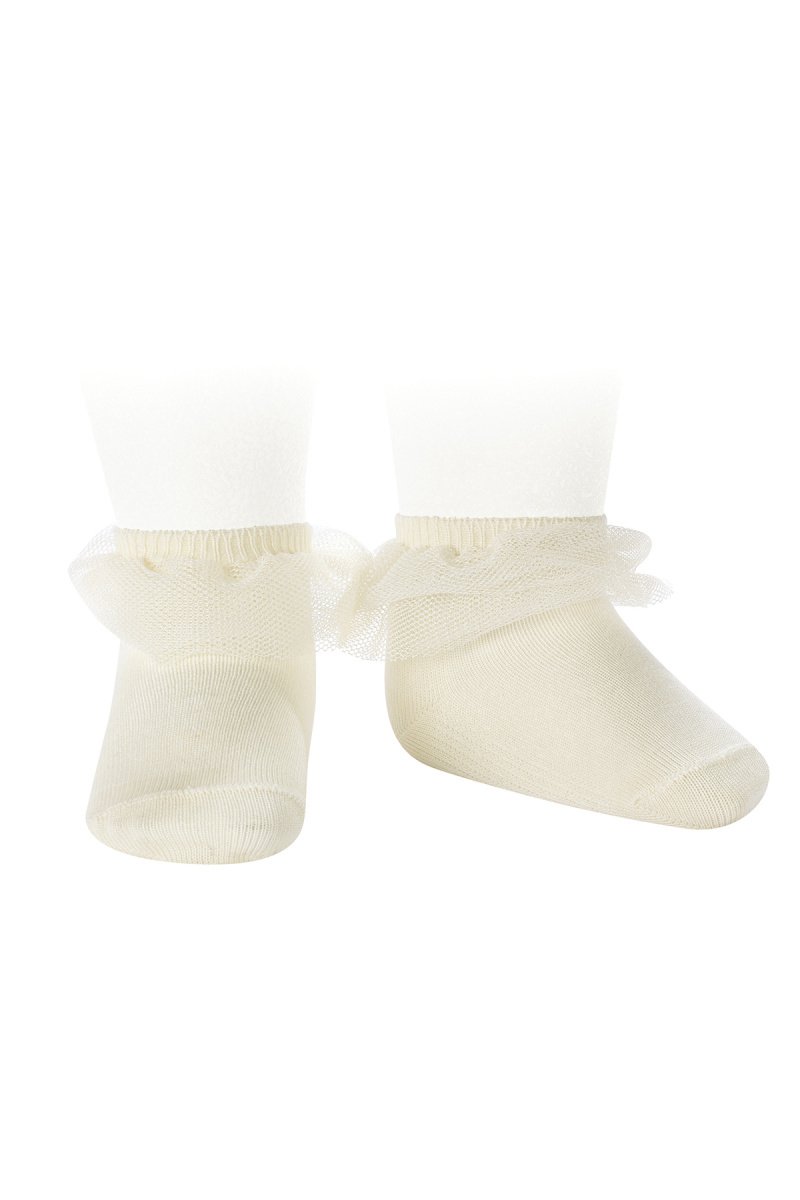 Soft Cream Tutu Ankle Socks for Women - Ballet Dance Socks with Lace Trim - Comfortable Everyday Socks for Ballerinas, Dance Class, Yoga & Casual Wear