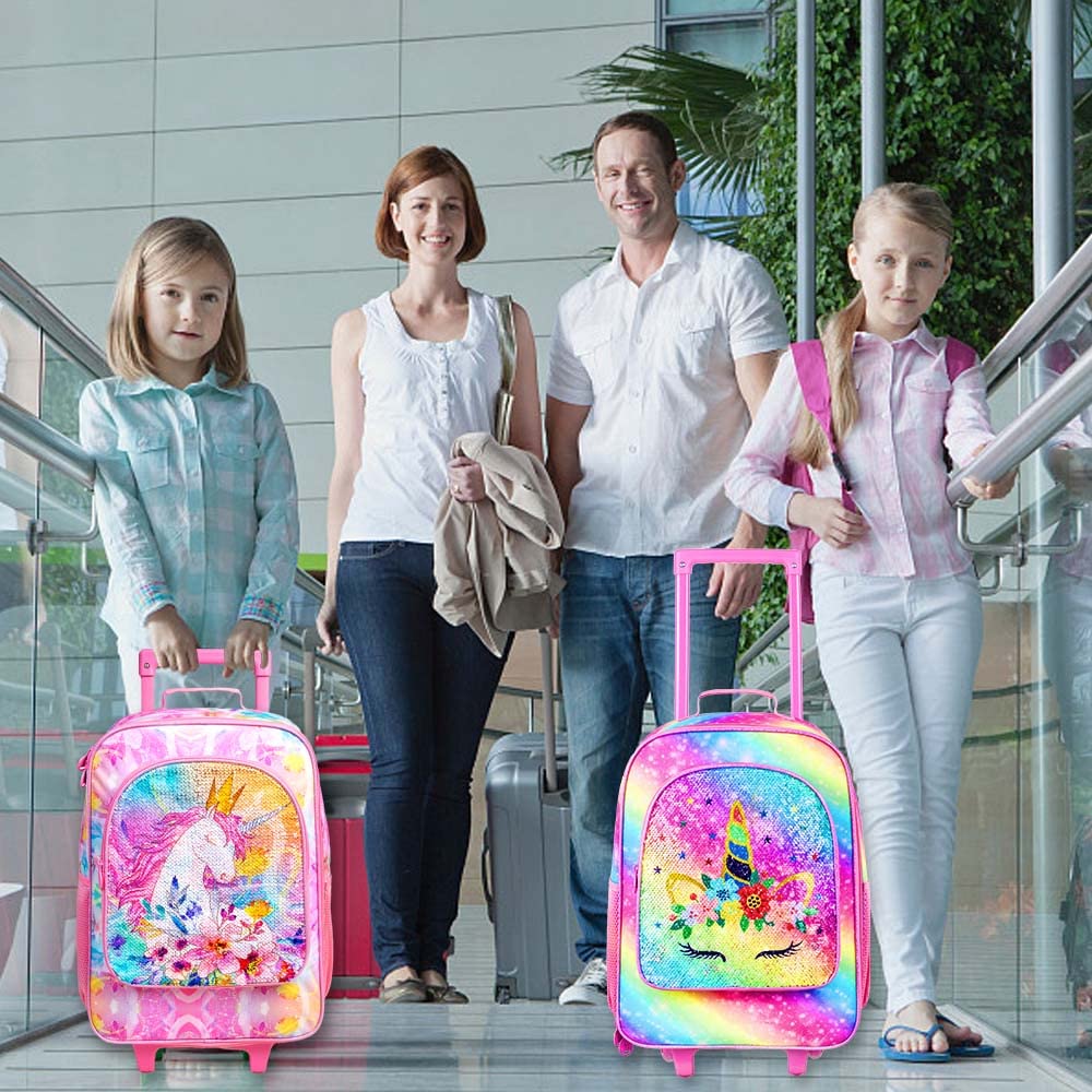 Kids Rolling Luggage for Boys & Girls - Toddler Travel Carry-On Suitcase with Wheels | Perfect for Airplane Trips, Family Vacations & School Sleepovers