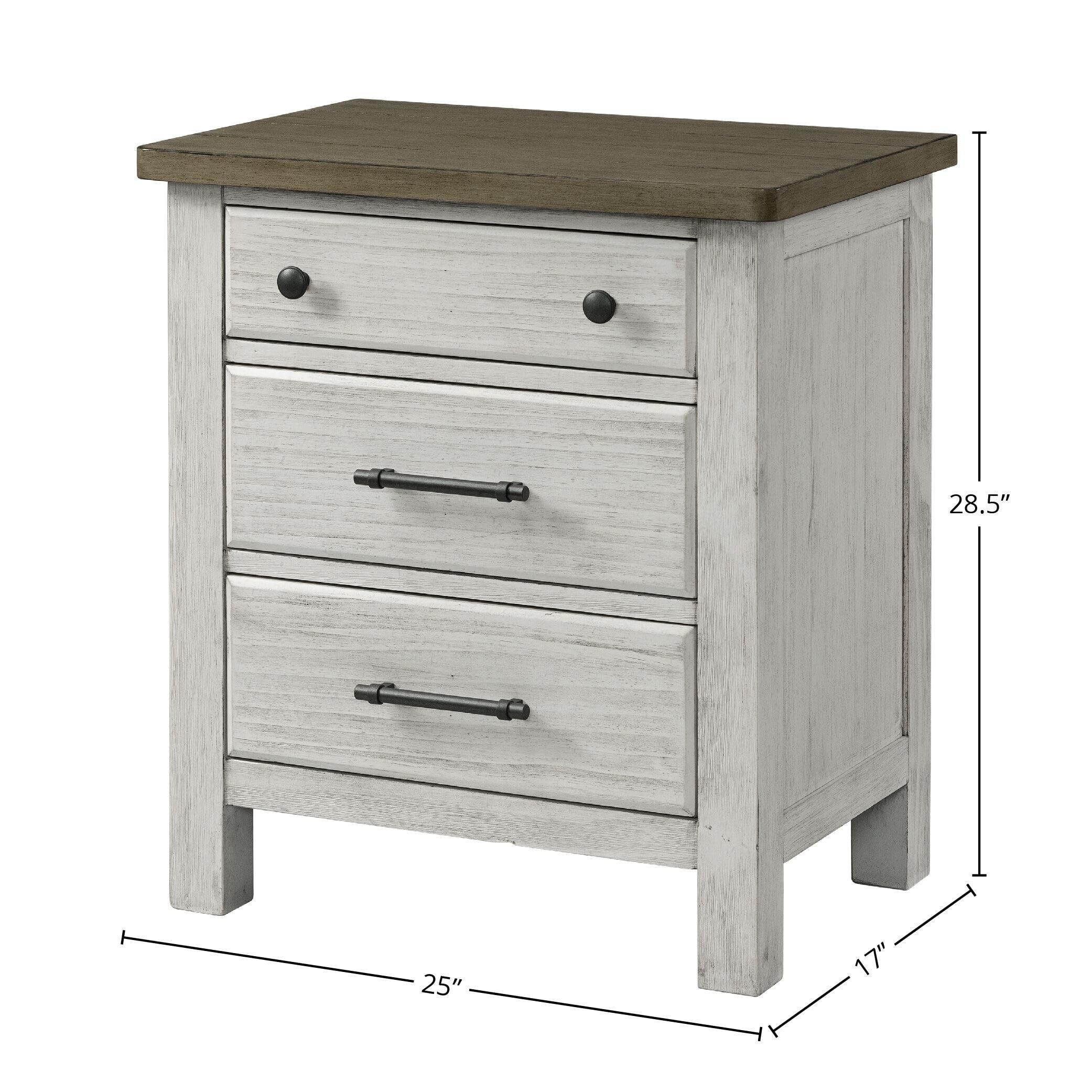 Westwood Design 2 Drawer Nightstand - Solid Wood Bedside Table with Storage, Timber Ridge Finish - Perfect for Bedroom, Guest Room, or Dormitory Furniture