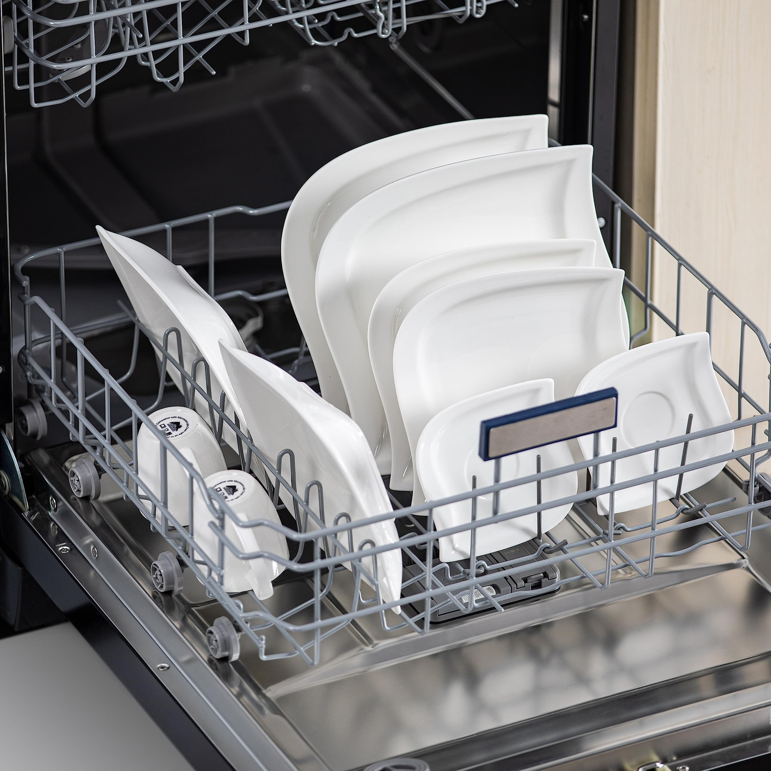 MALACASA 30-Piece Ivory White Porcelain Dinnerware Set for 6 - Plates, Bowls, Cups & Saucers | Microwave Safe Kitchen & Dining Ware (Elvira Series) - Perfect for Family Dinners, Parties & Everyday Use